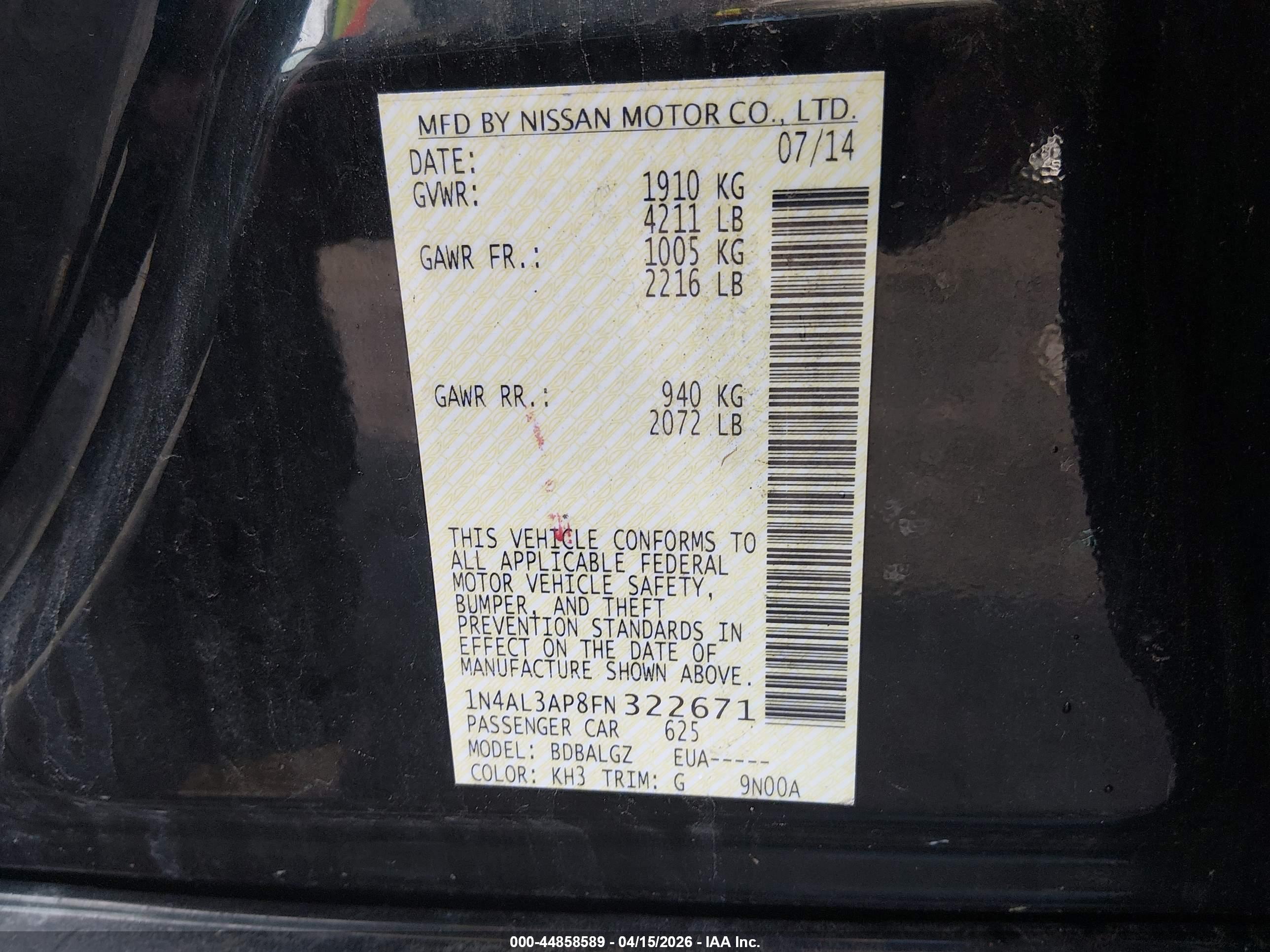 NISSAN ALTIMA image 9