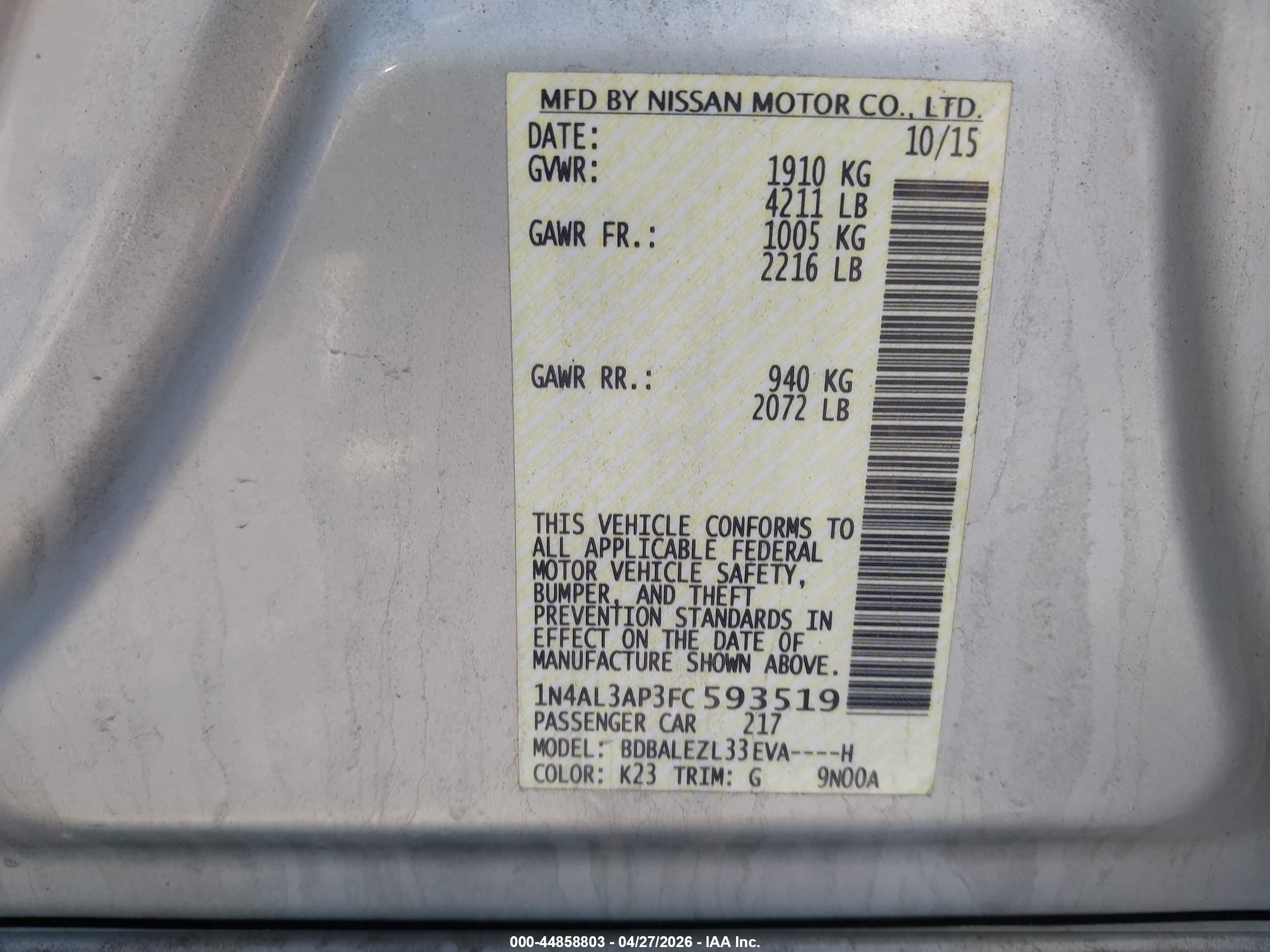NISSAN ALTIMA image 9
