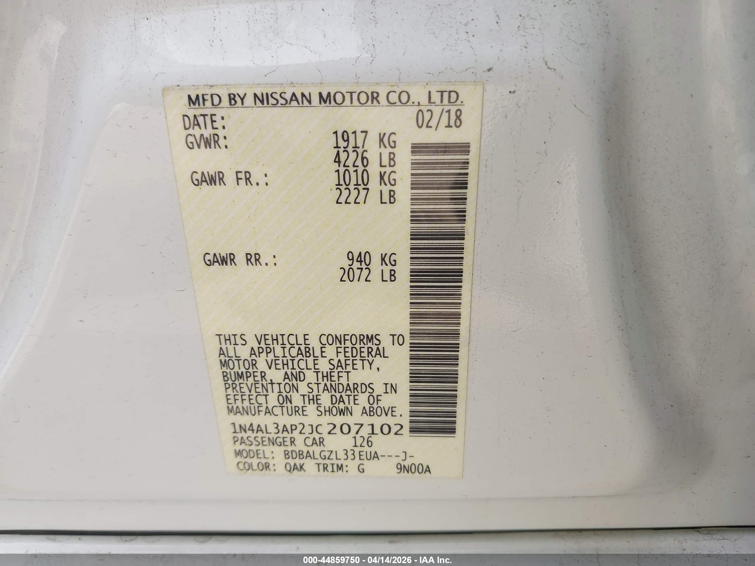 NISSAN ALTIMA image 9