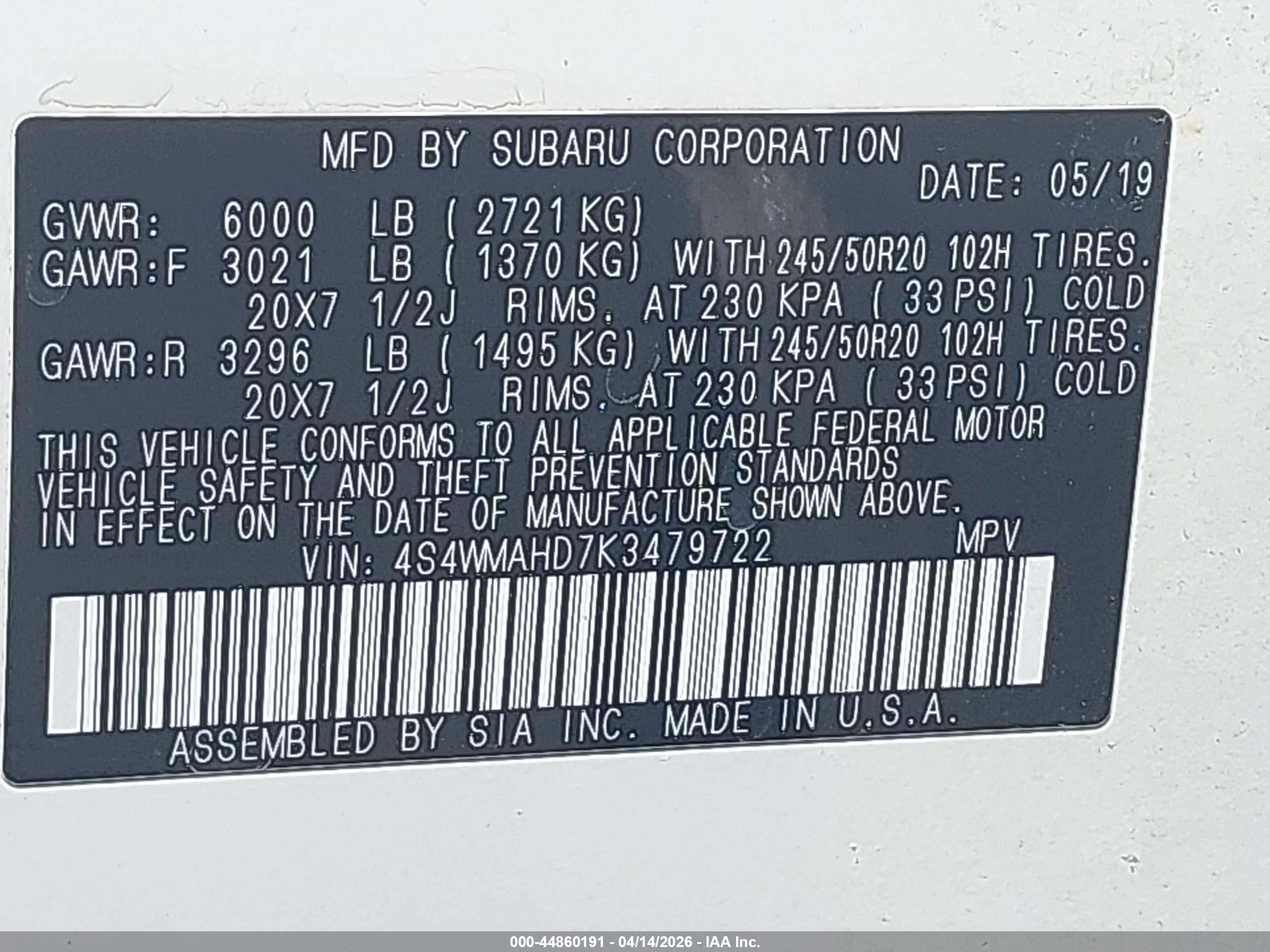 SUBARU ASCENT image 9