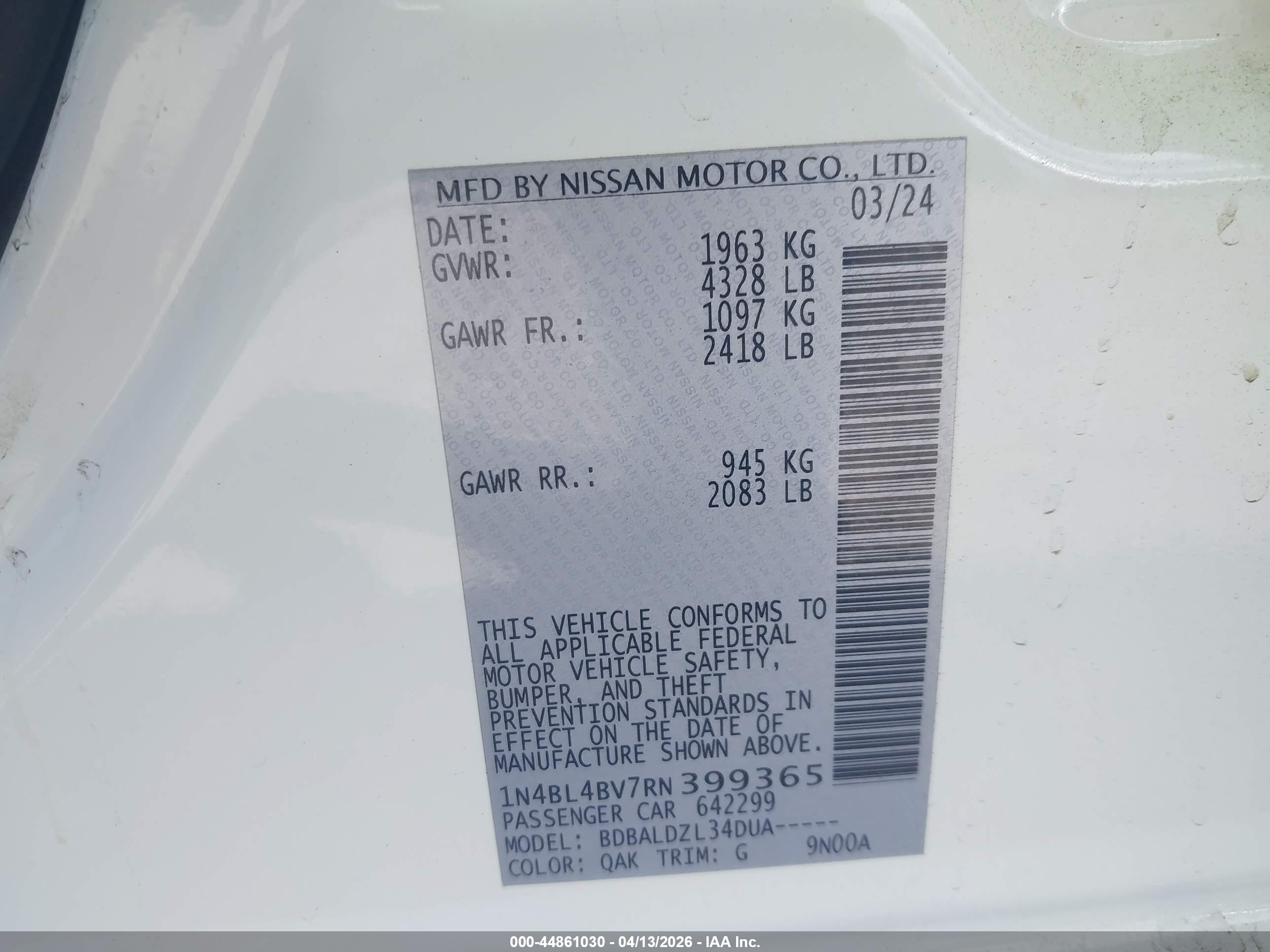 NISSAN ALTIMA image 9