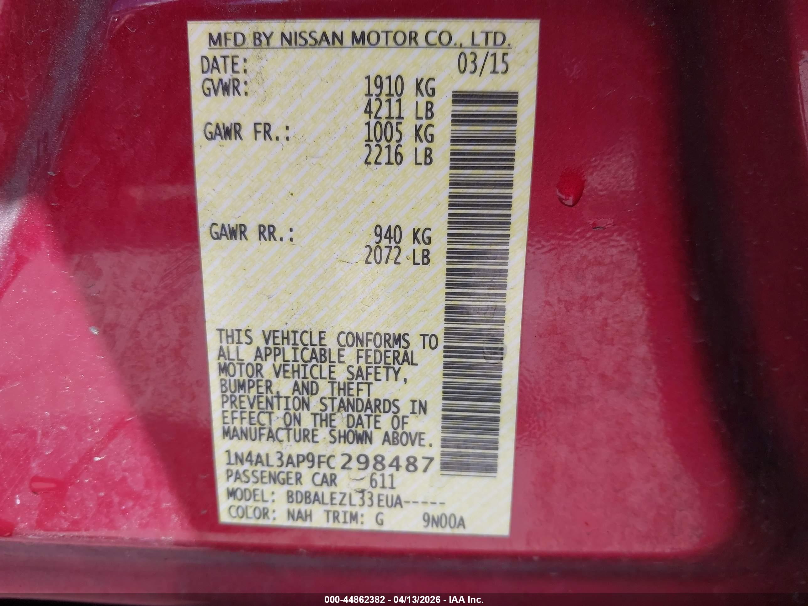 NISSAN ALTIMA image 9