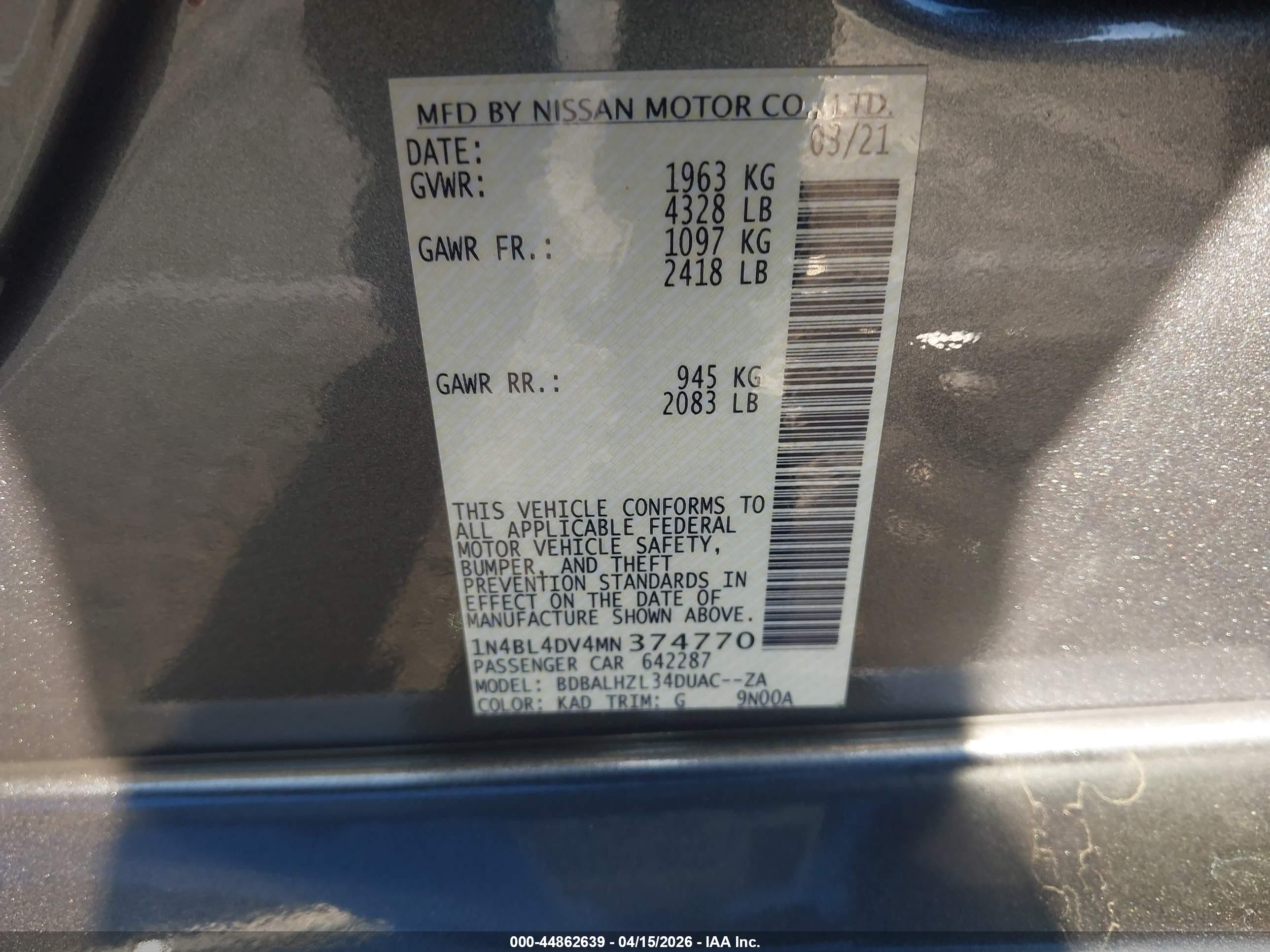 NISSAN ALTIMA image 9