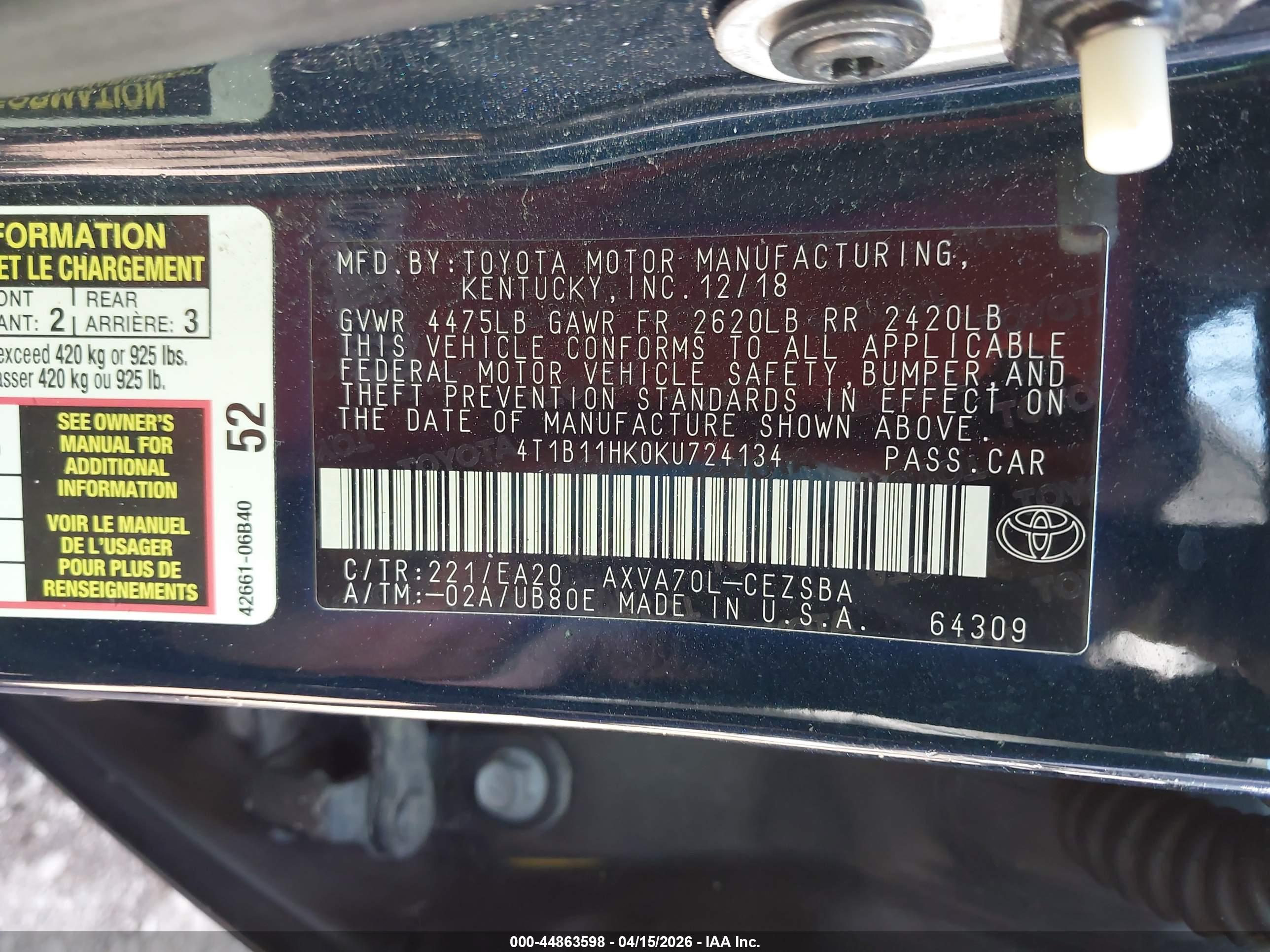 TOYOTA CAMRY image 9