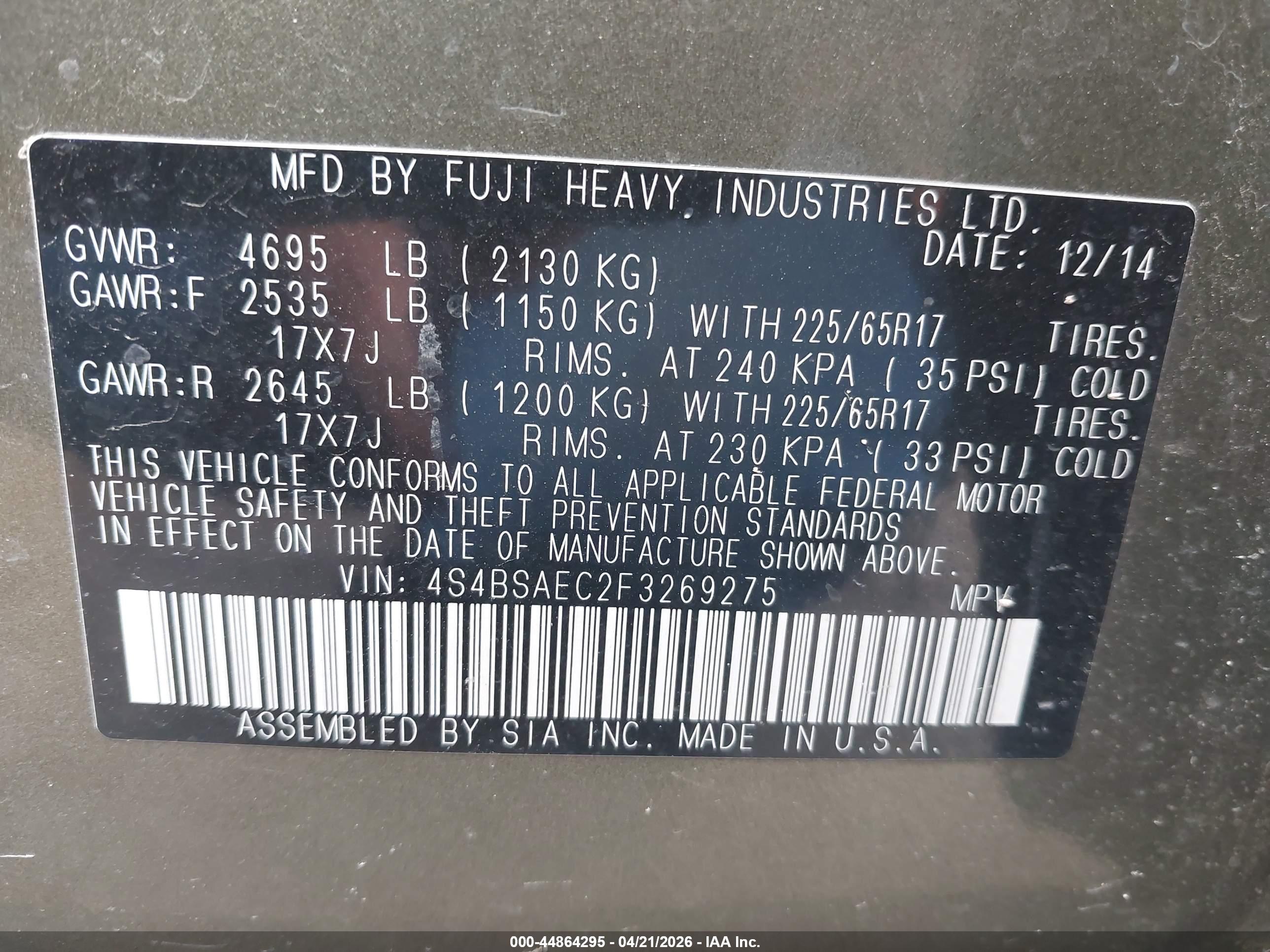 SUBARU OUTBACK image 9