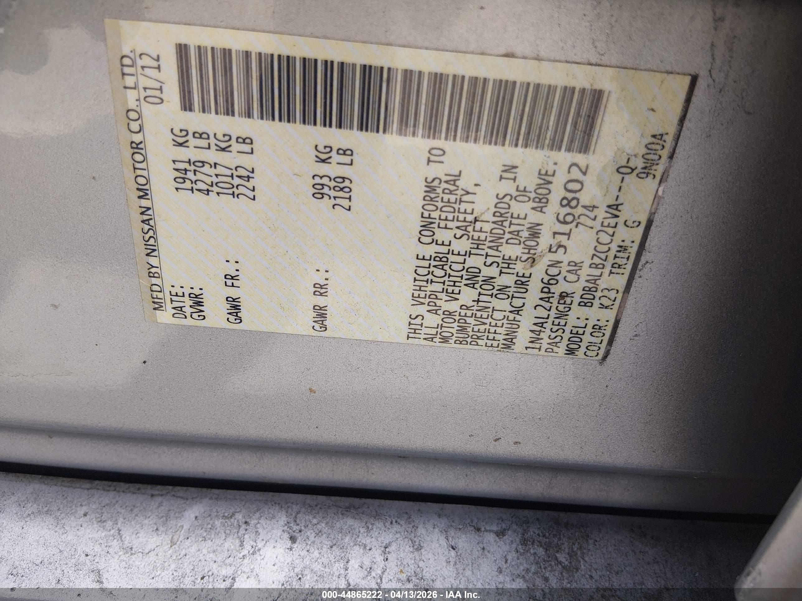 NISSAN ALTIMA image 9