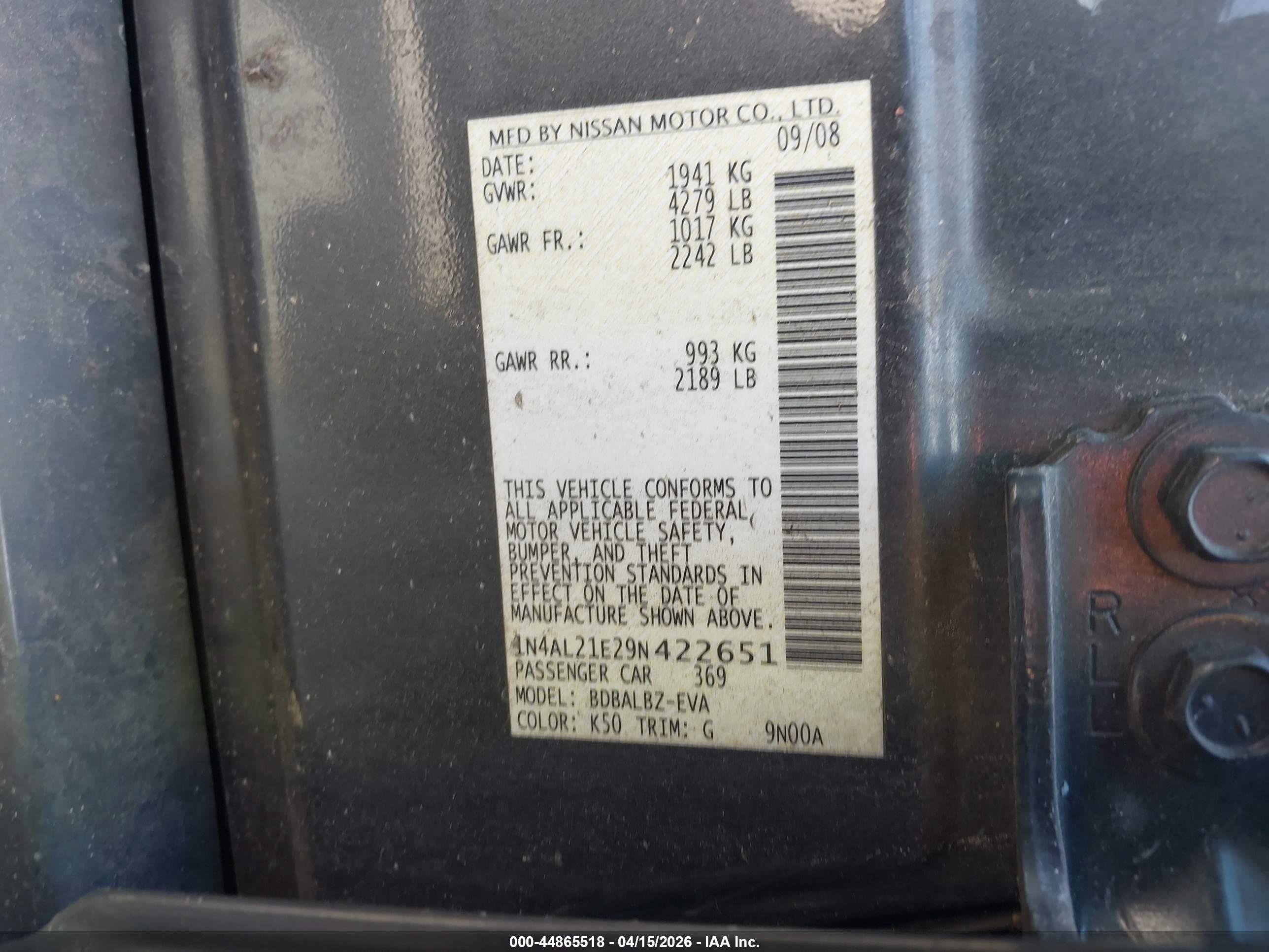 NISSAN ALTIMA image 9