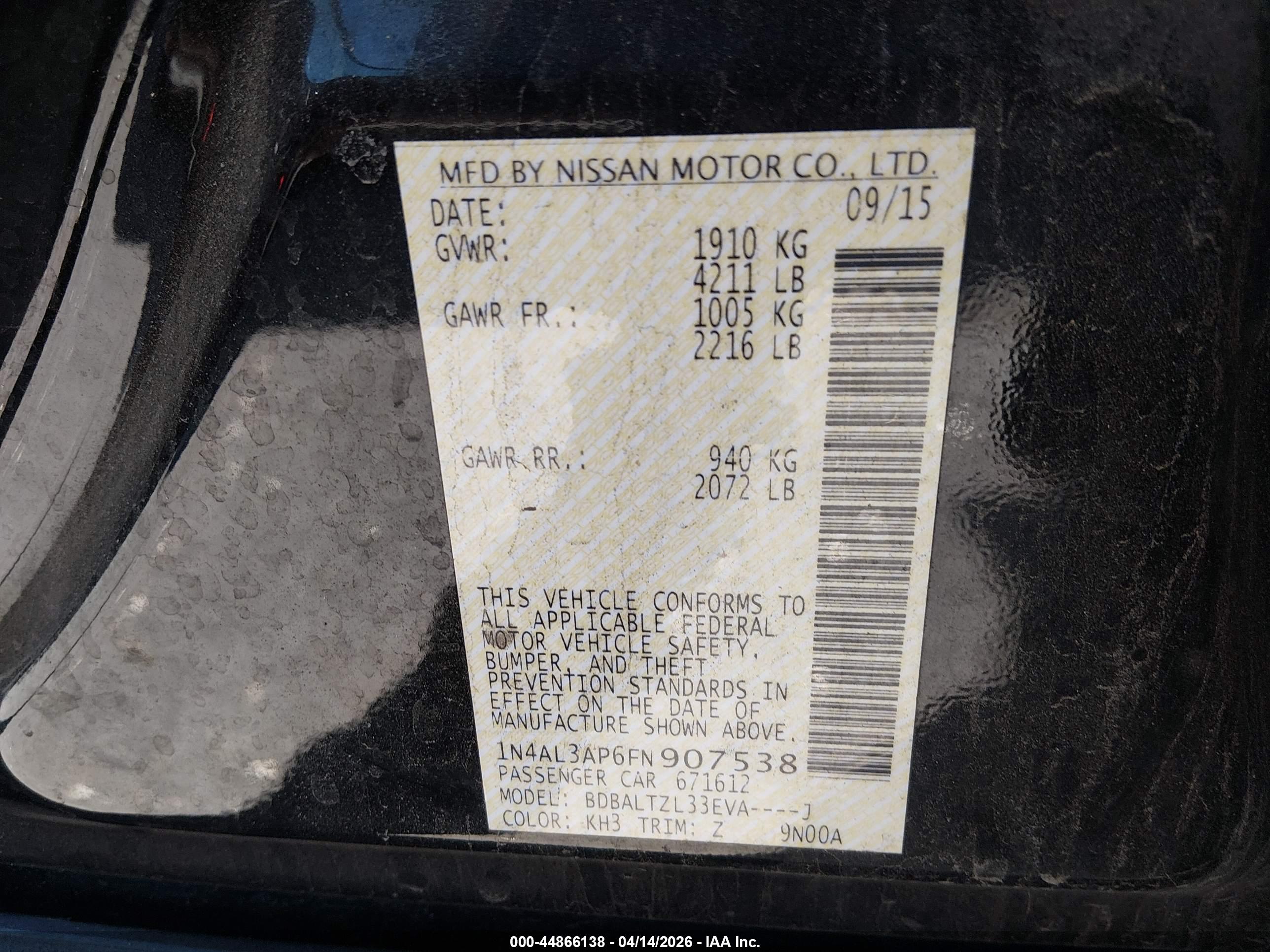 NISSAN ALTIMA image 9