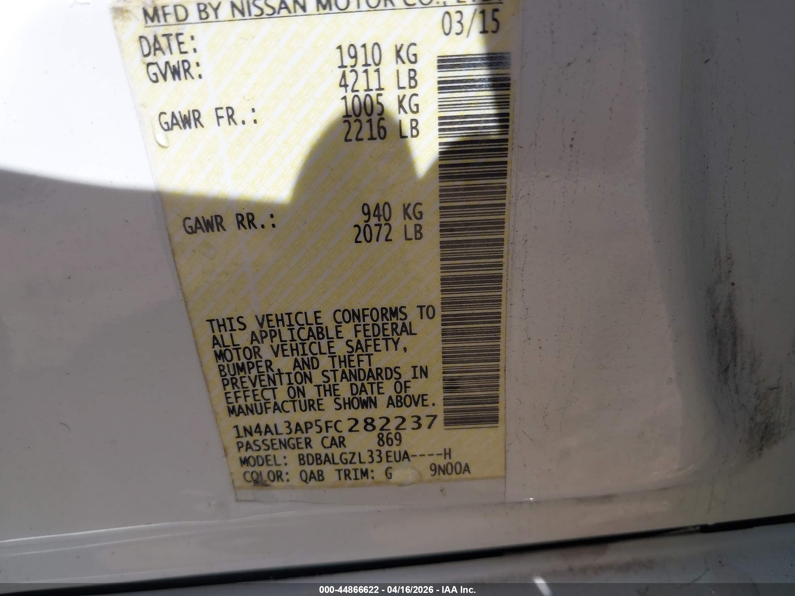 NISSAN ALTIMA image 9