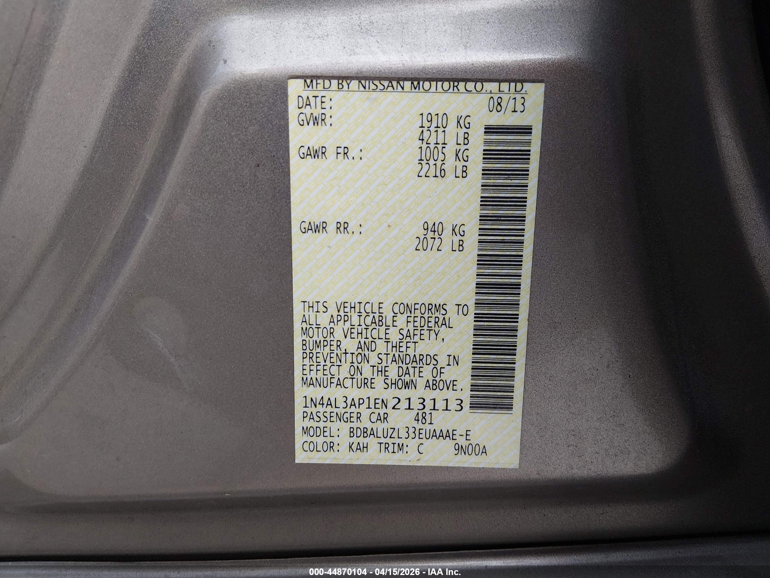 NISSAN ALTIMA image 9