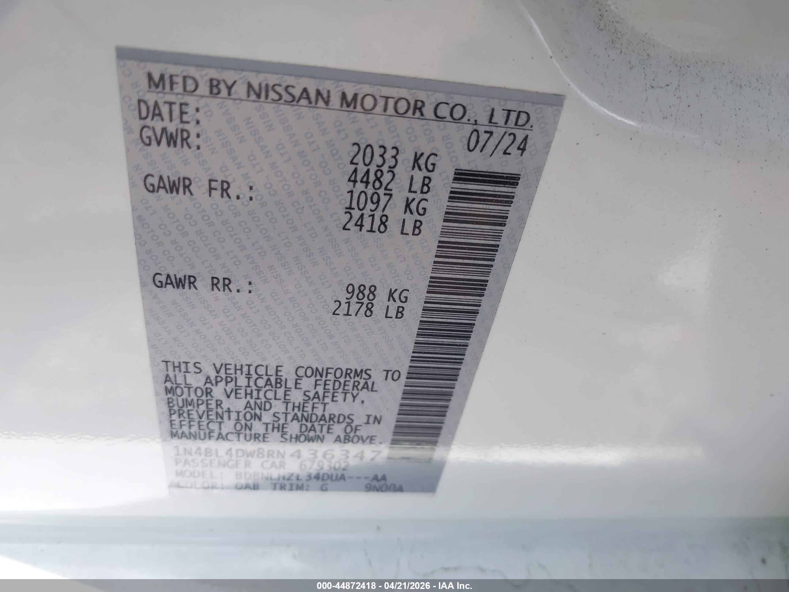 NISSAN ALTIMA image 9