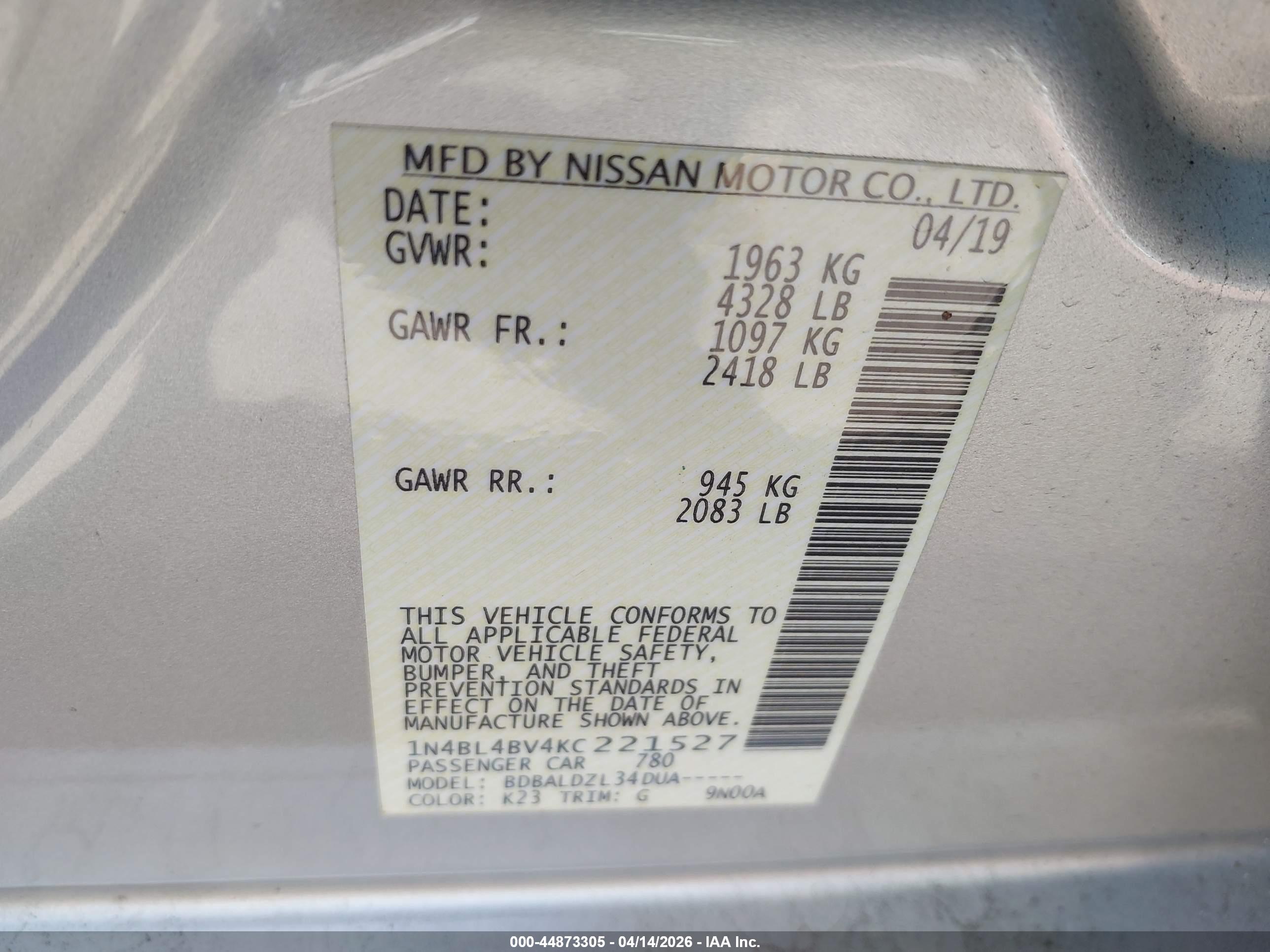 NISSAN ALTIMA image 9