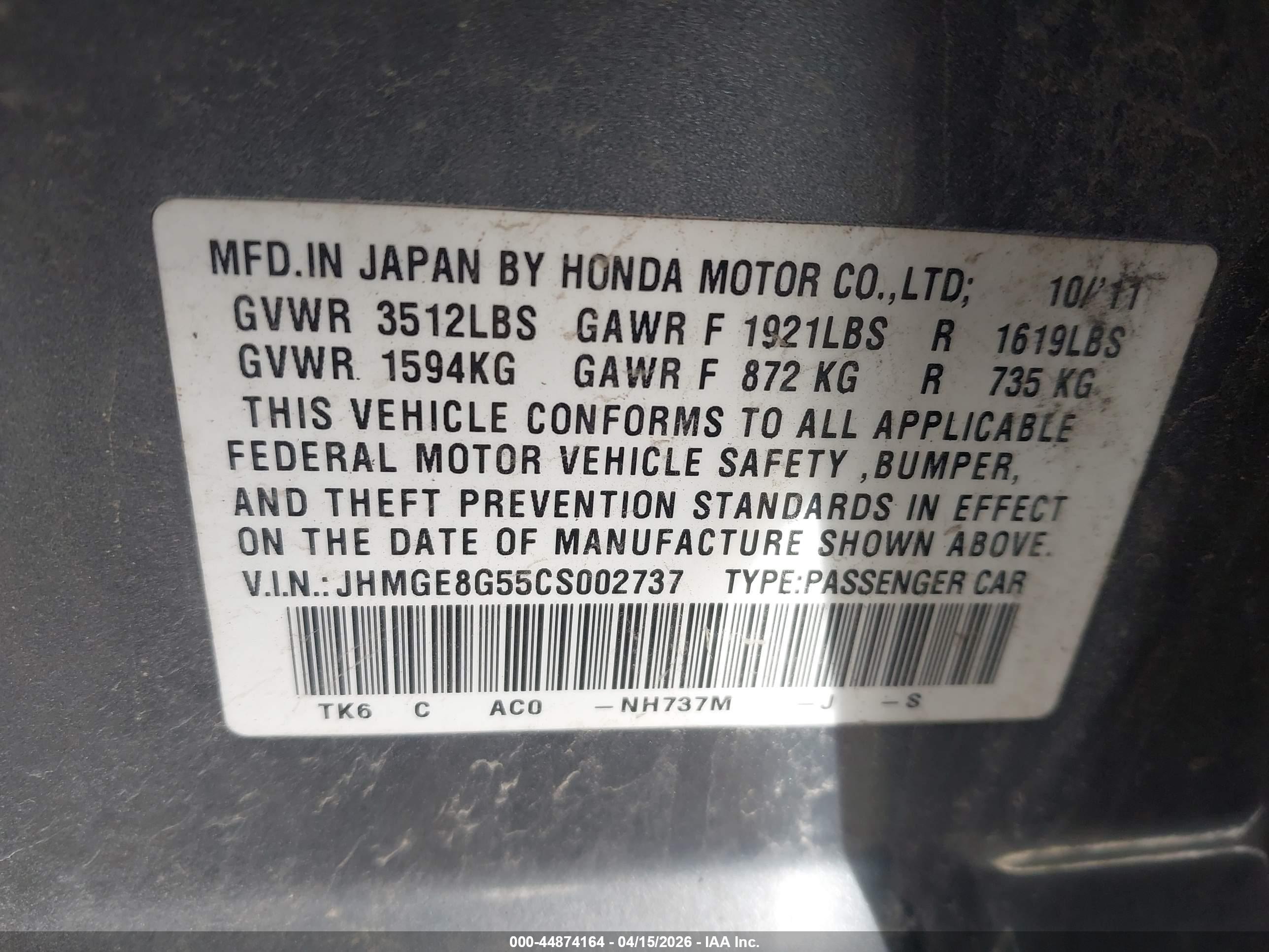 HONDA FIT image 9
