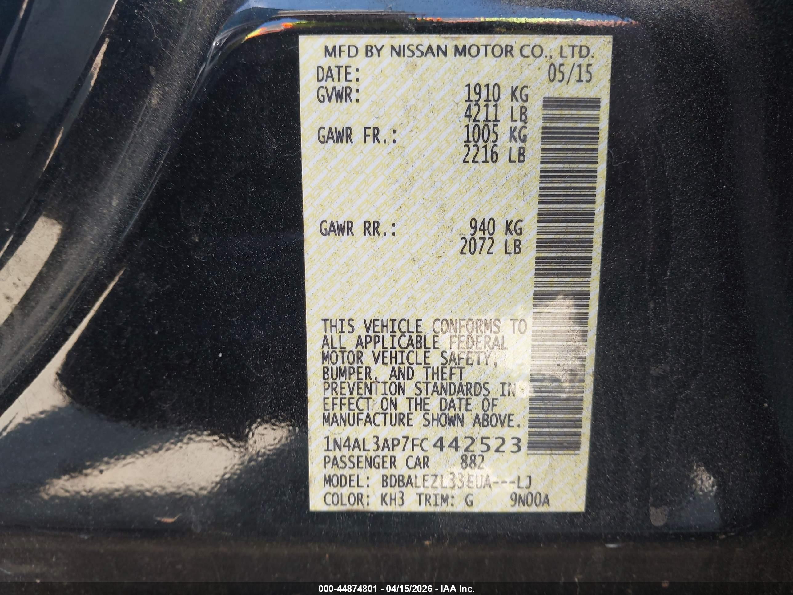 NISSAN ALTIMA image 9