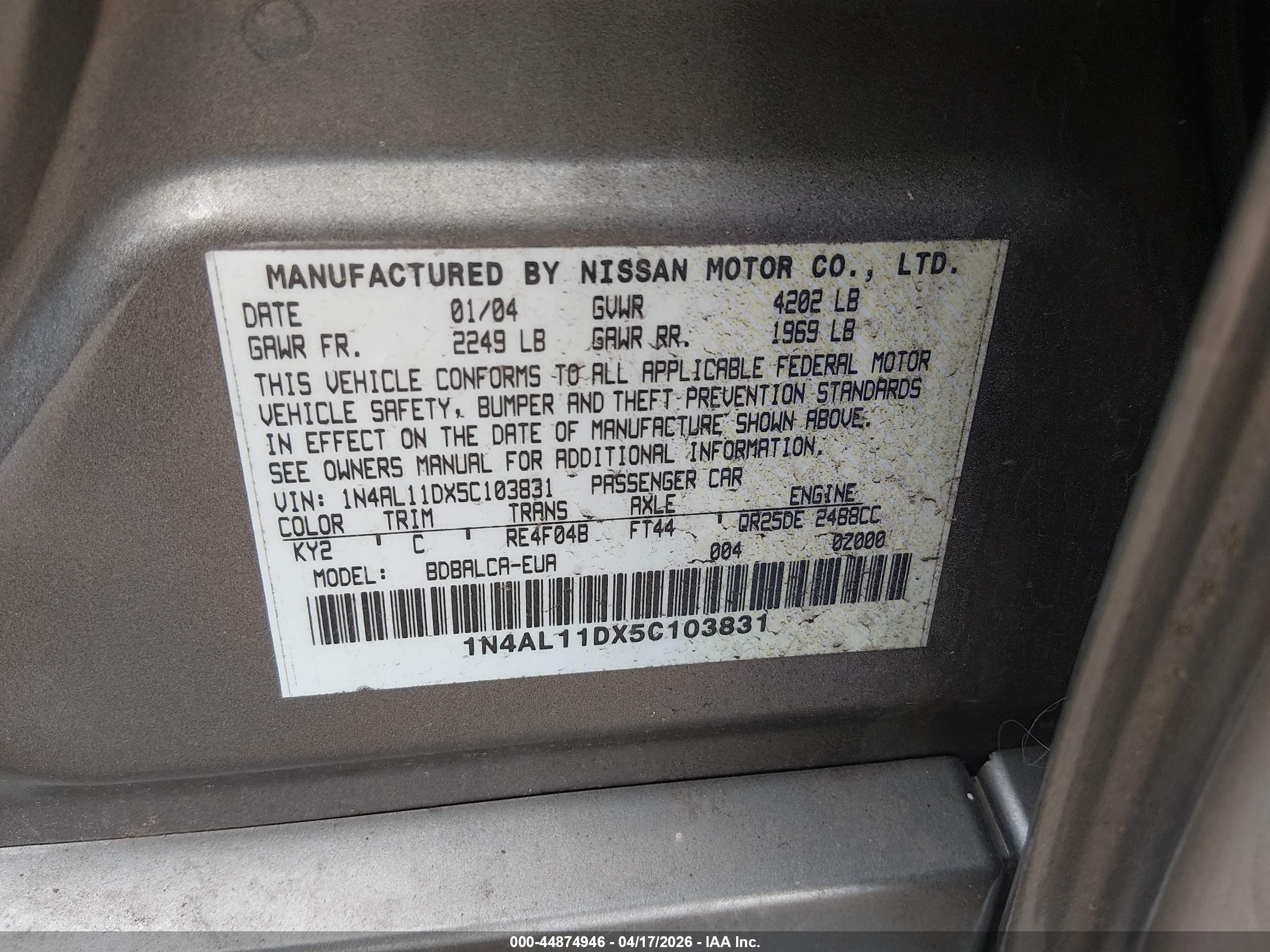 NISSAN ALTIMA image 9