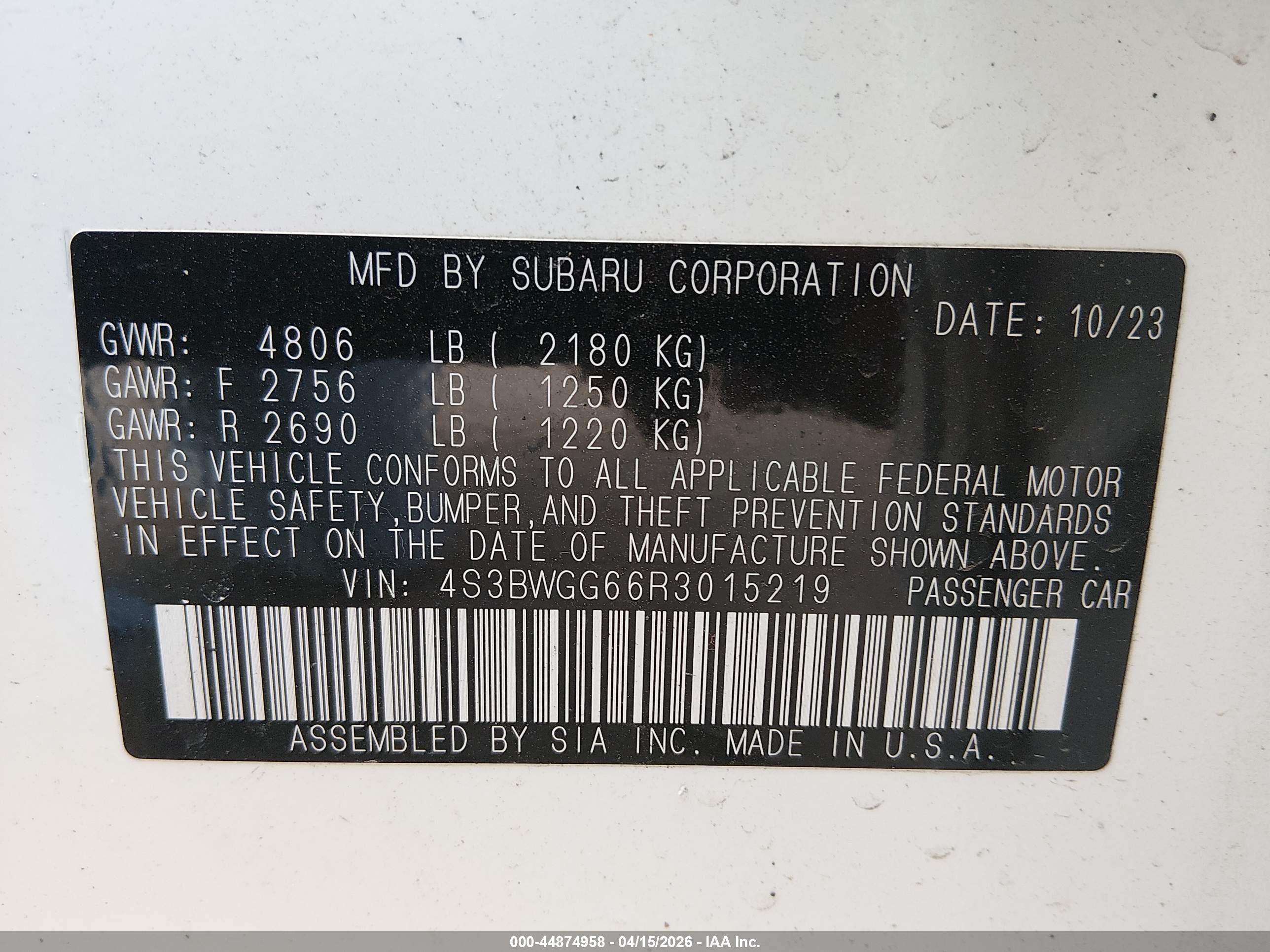 SUBARU LEGACY image 9