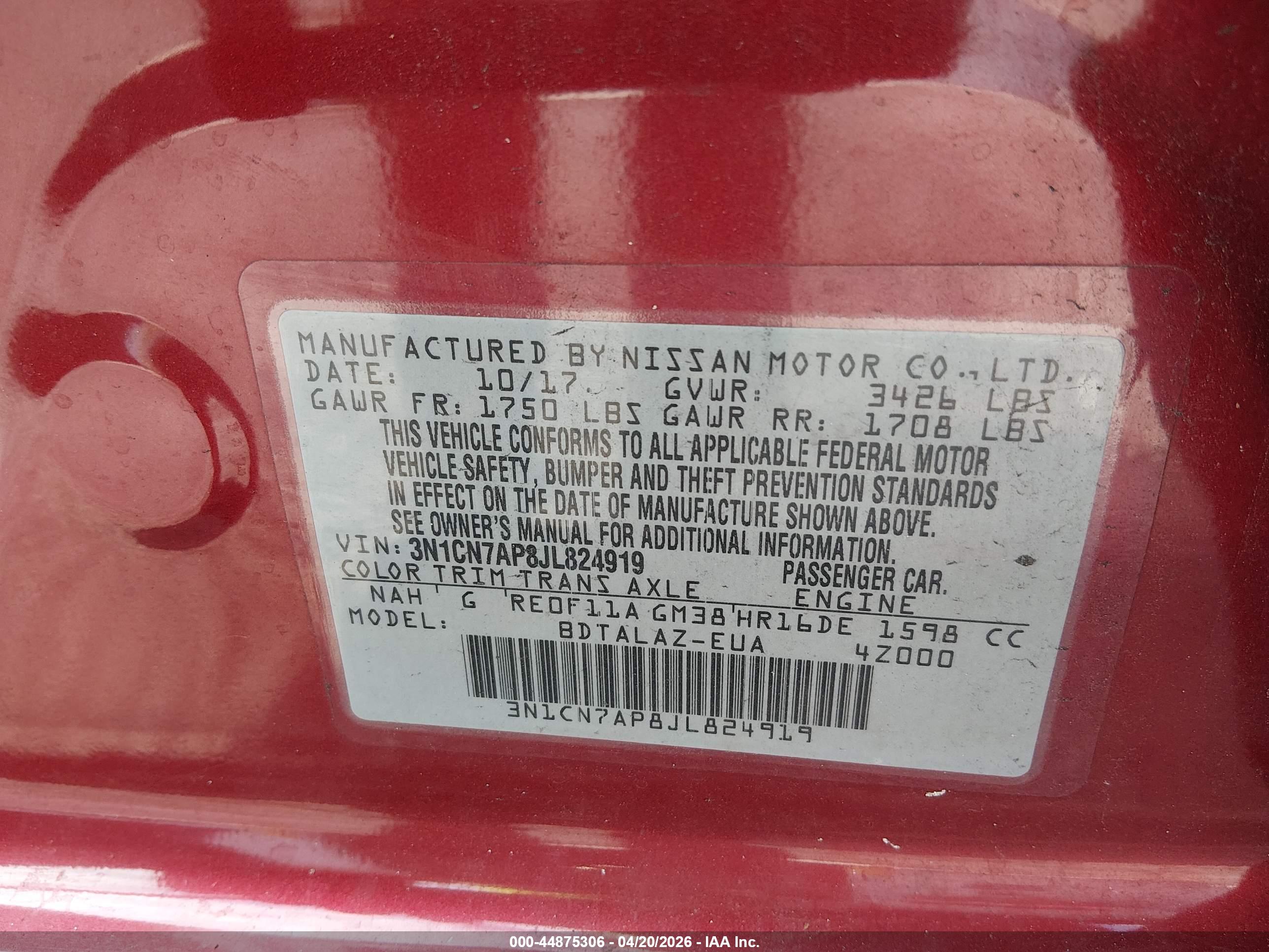 NISSAN VERSA image 9