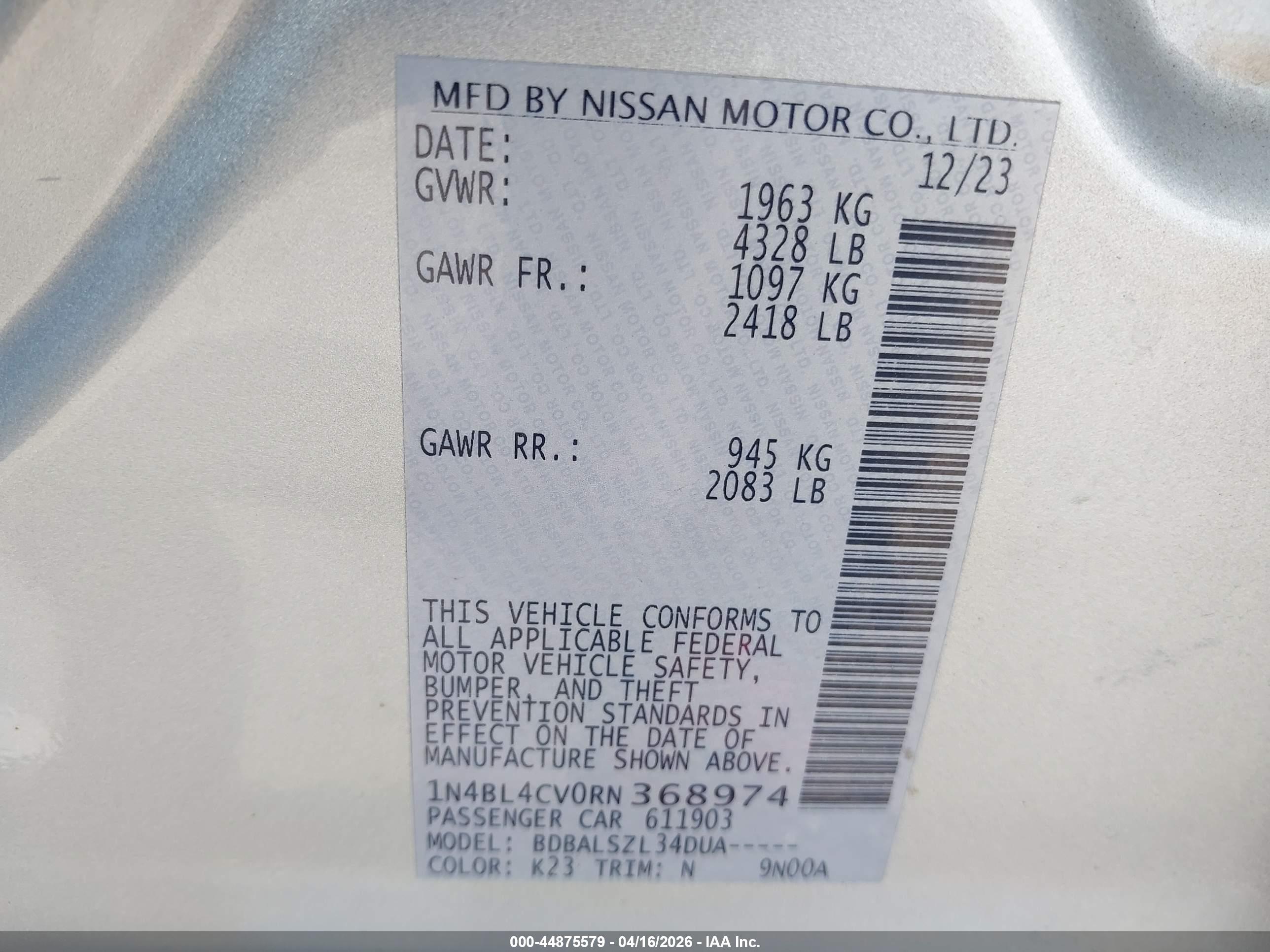 NISSAN ALTIMA image 9
