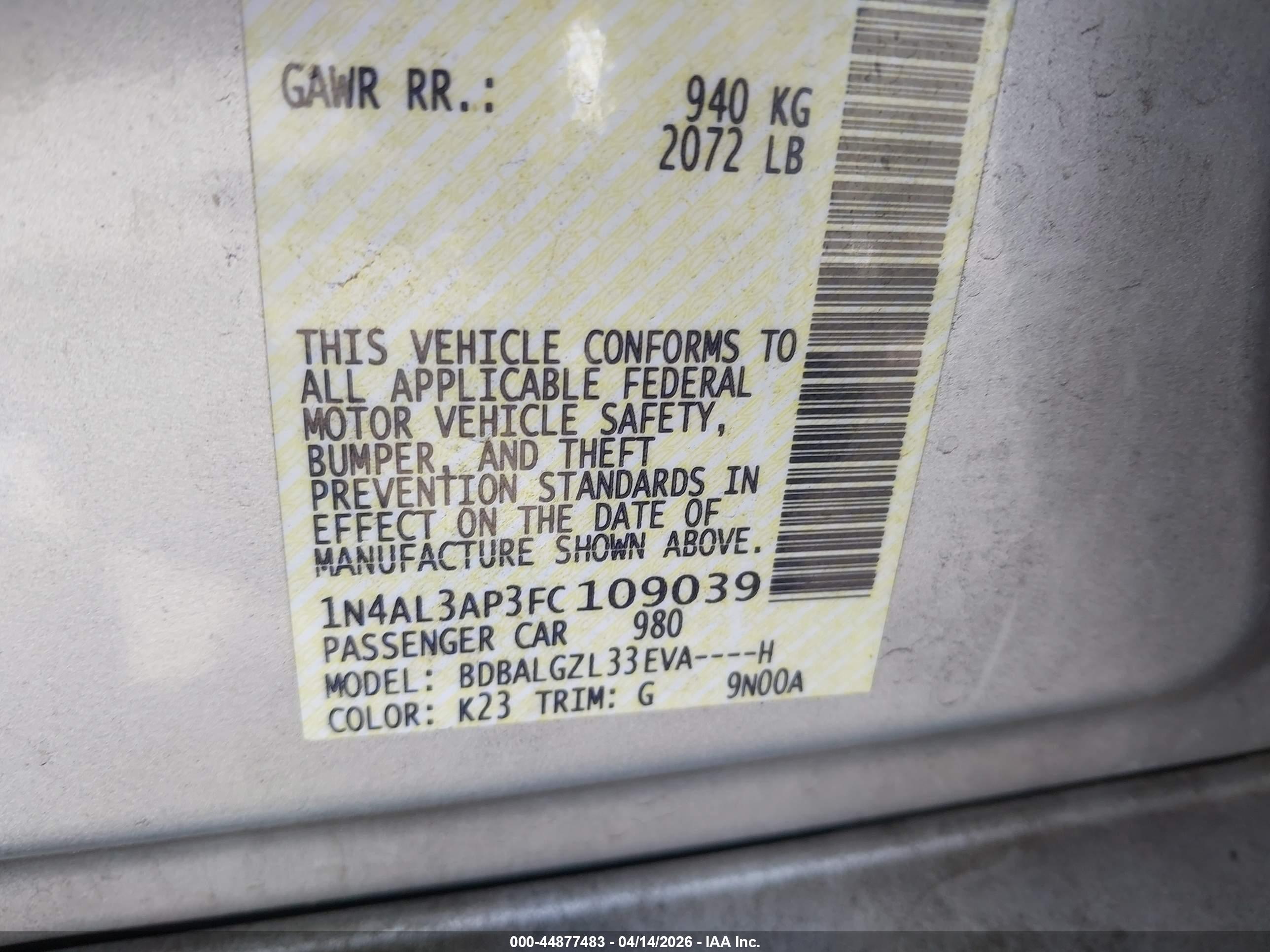 NISSAN ALTIMA image 9