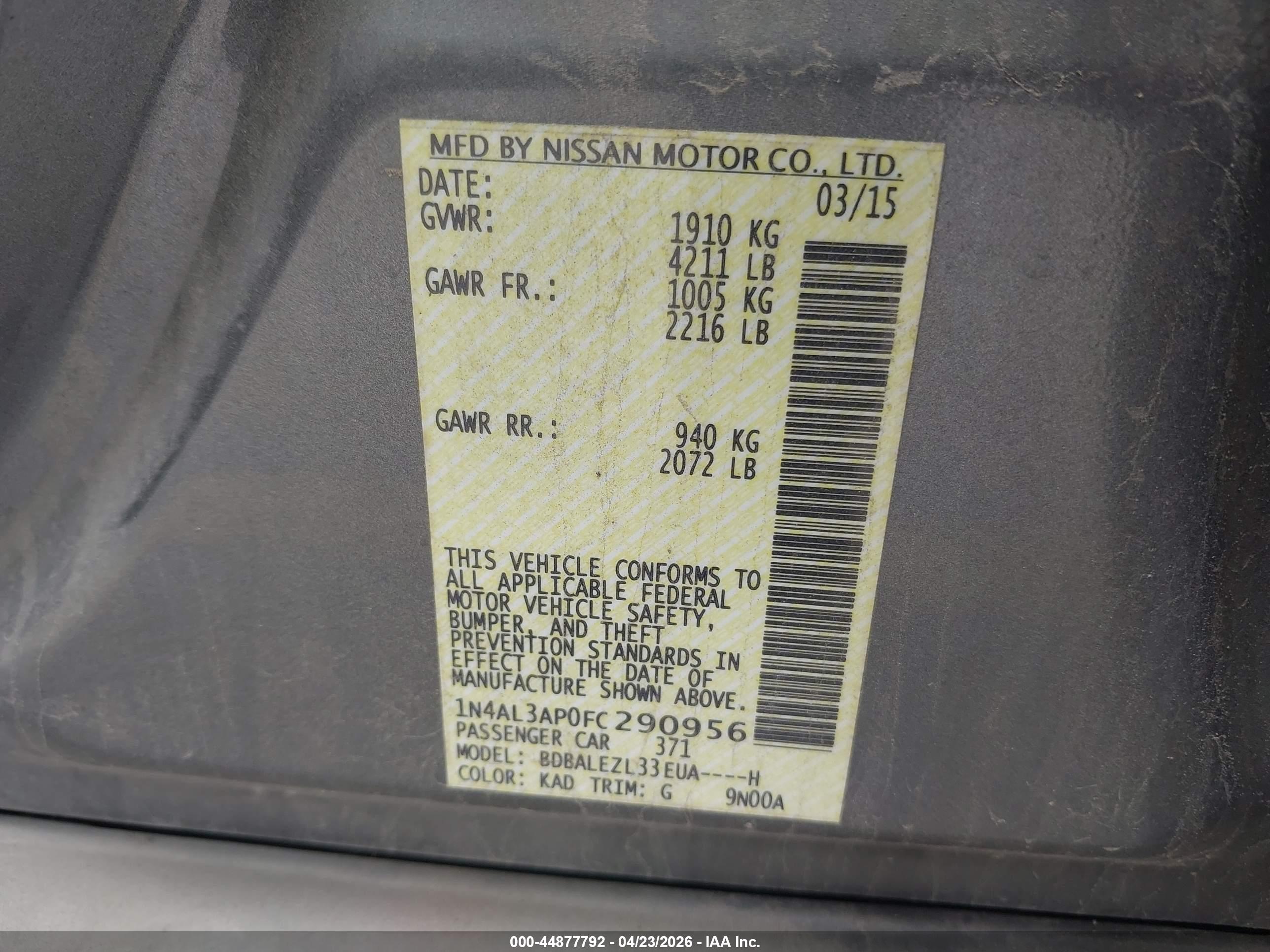 NISSAN ALTIMA image 9