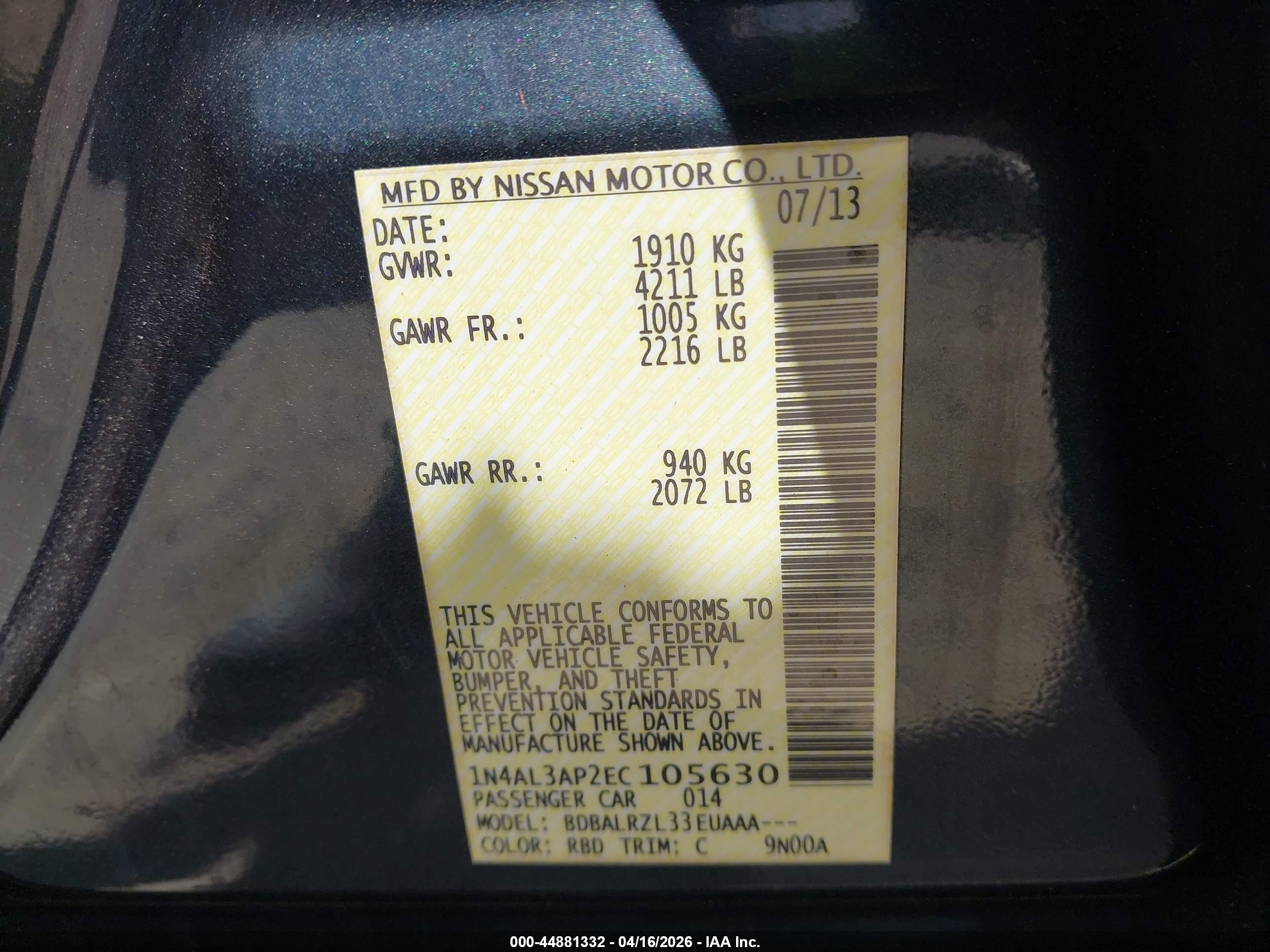 NISSAN ALTIMA image 9