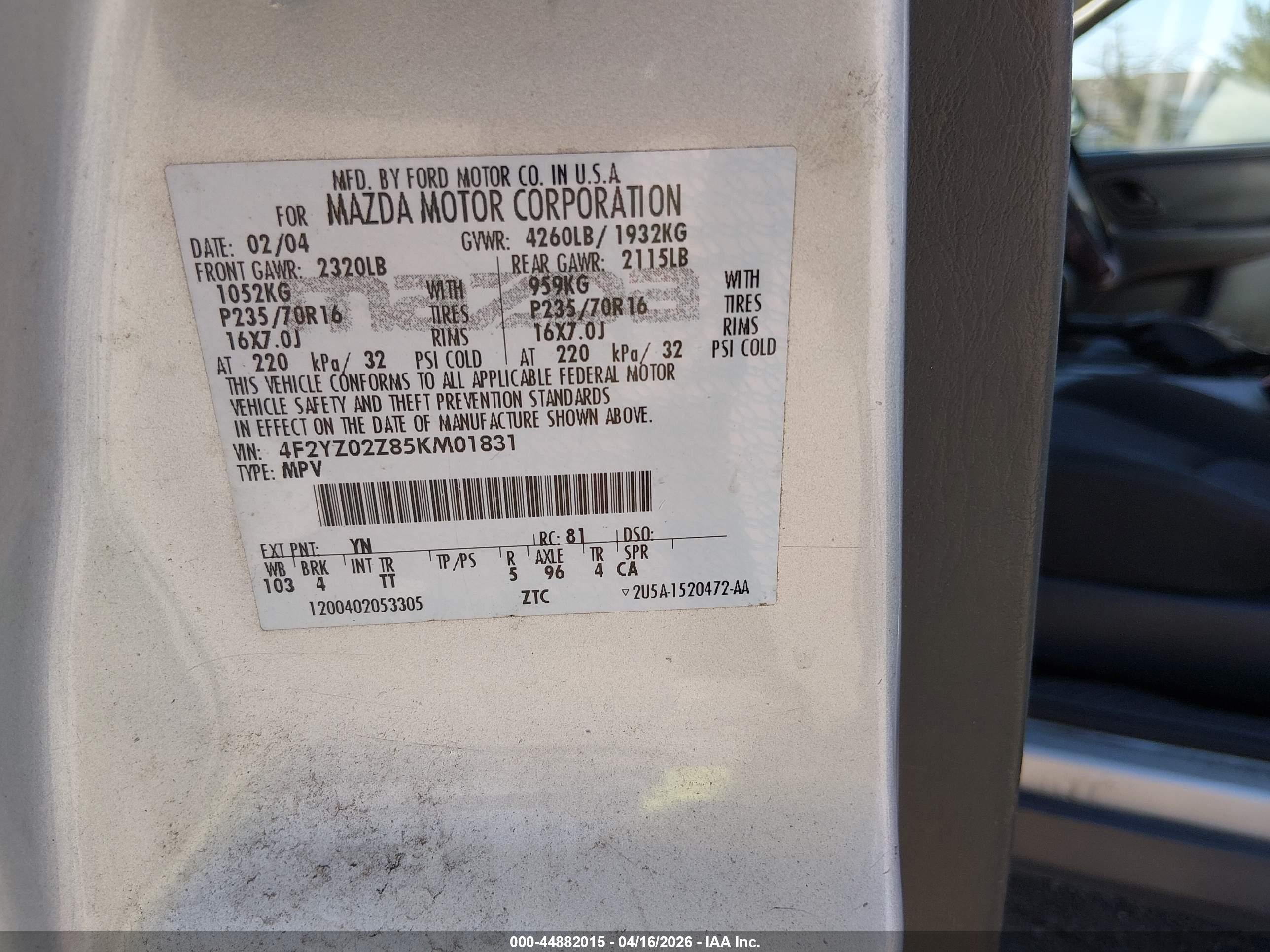 MAZDA TRIBUTE image 9