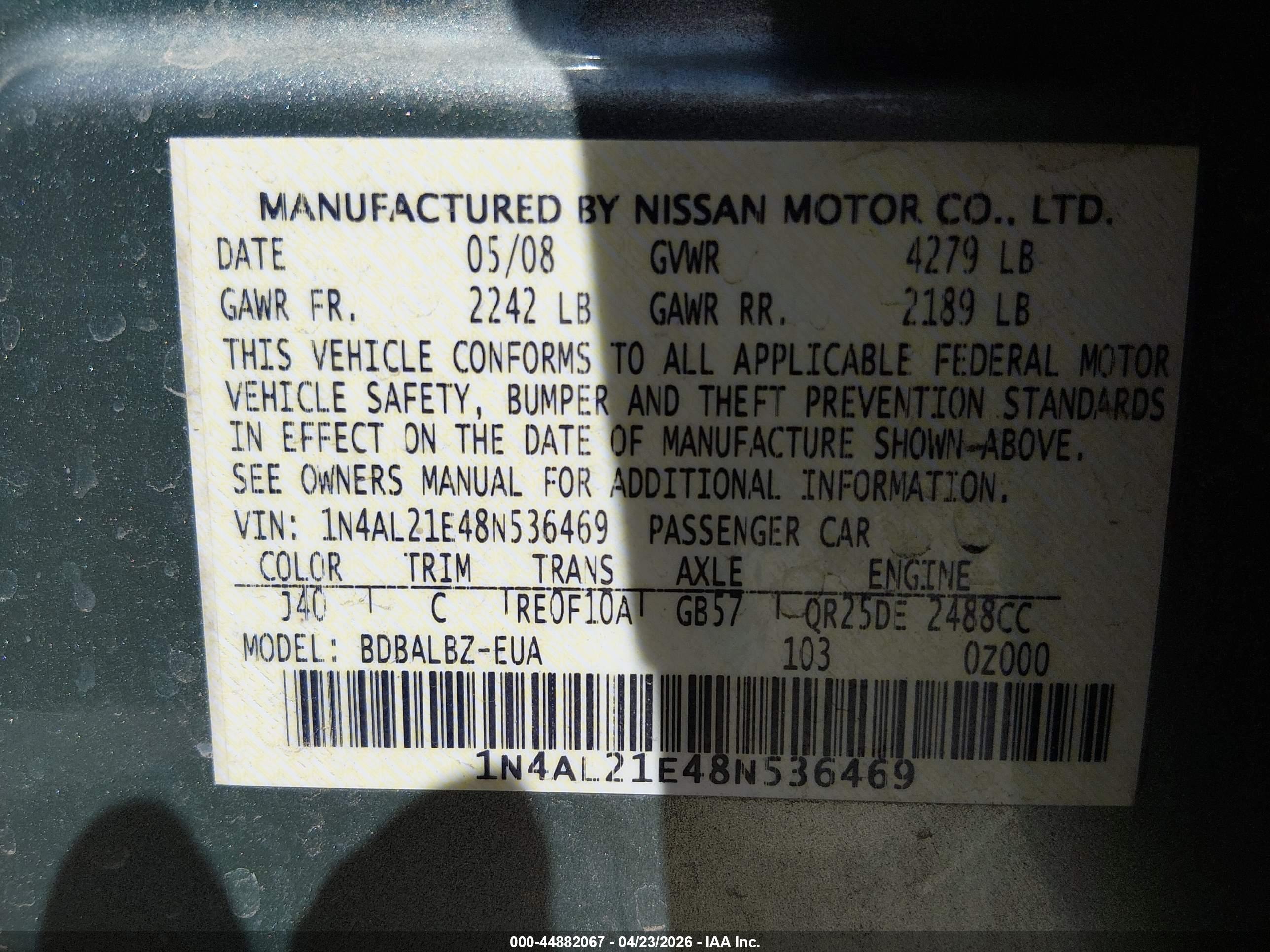 NISSAN ALTIMA image 9