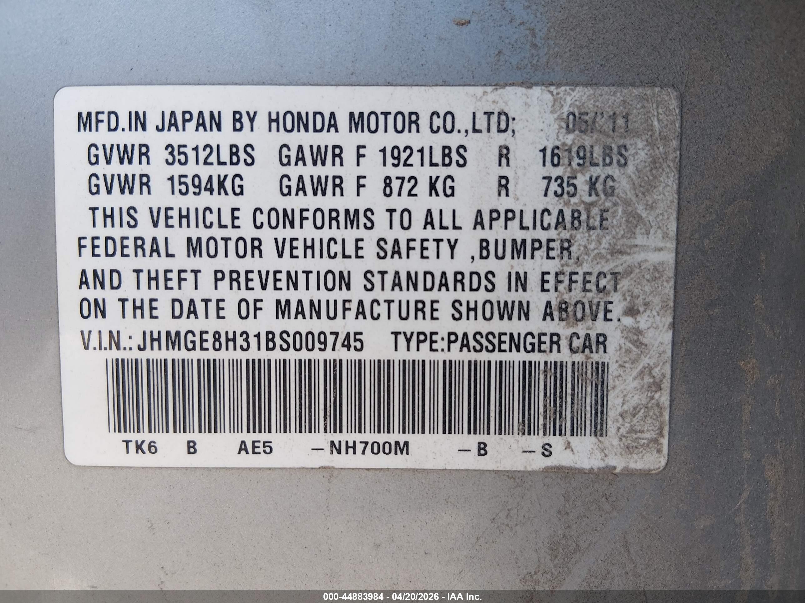 HONDA FIT image 9