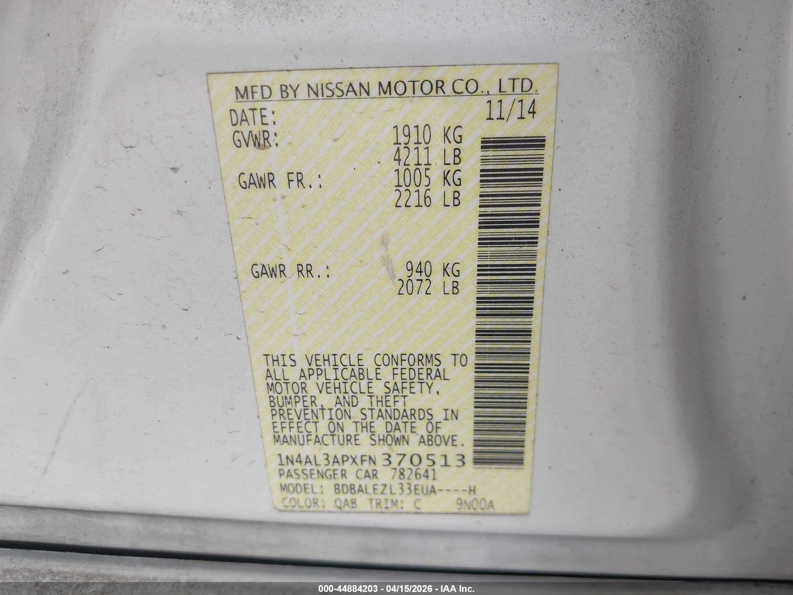 NISSAN ALTIMA image 9