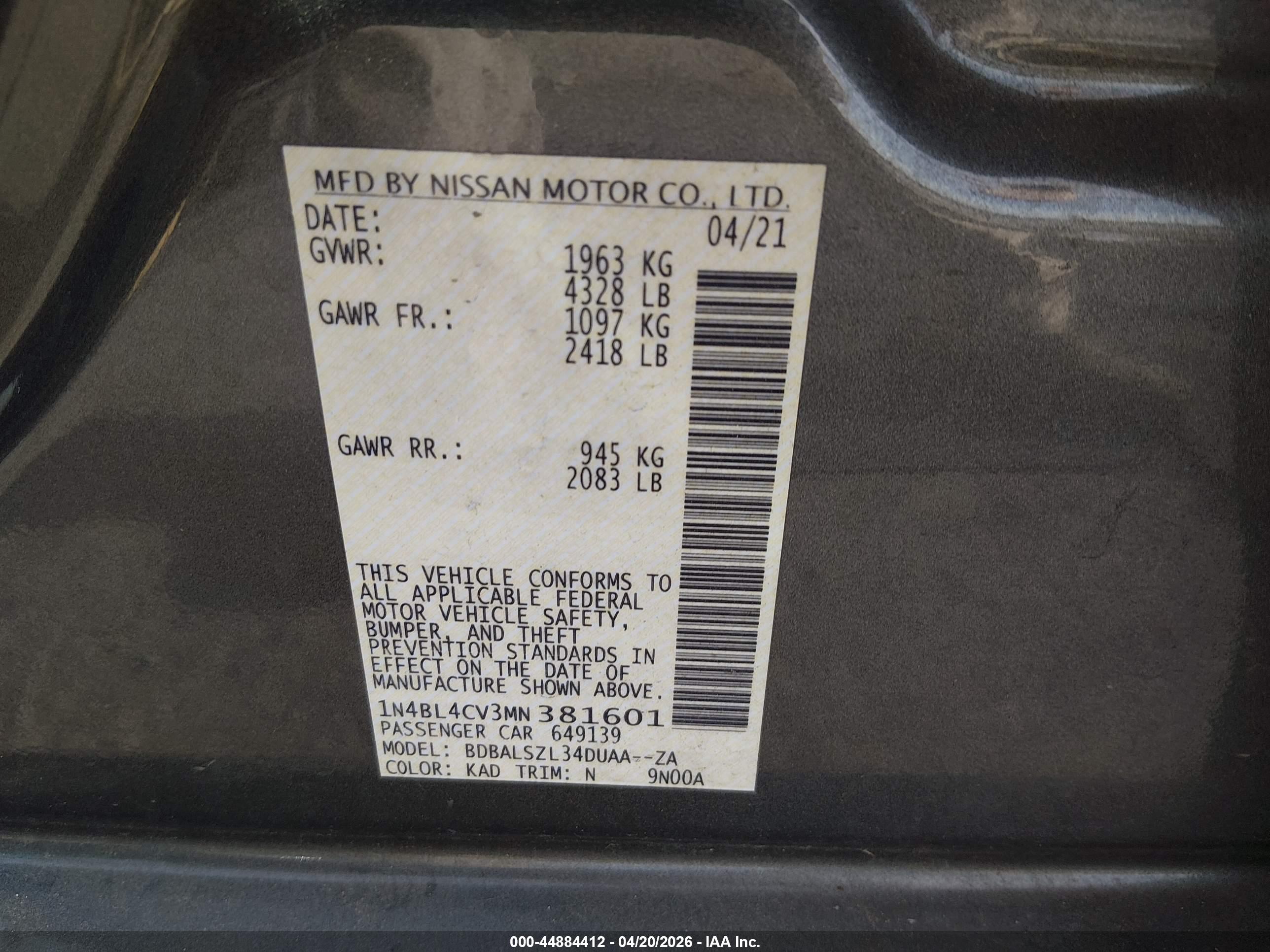 NISSAN ALTIMA image 9