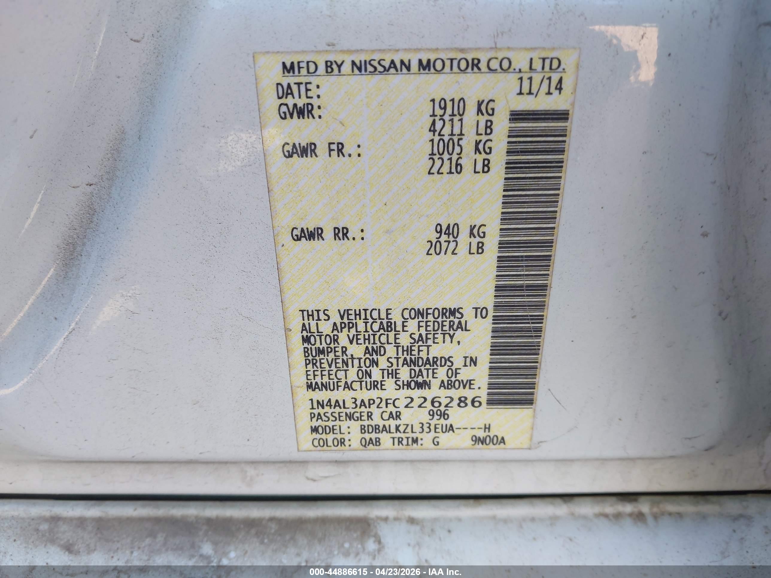 NISSAN ALTIMA image 9
