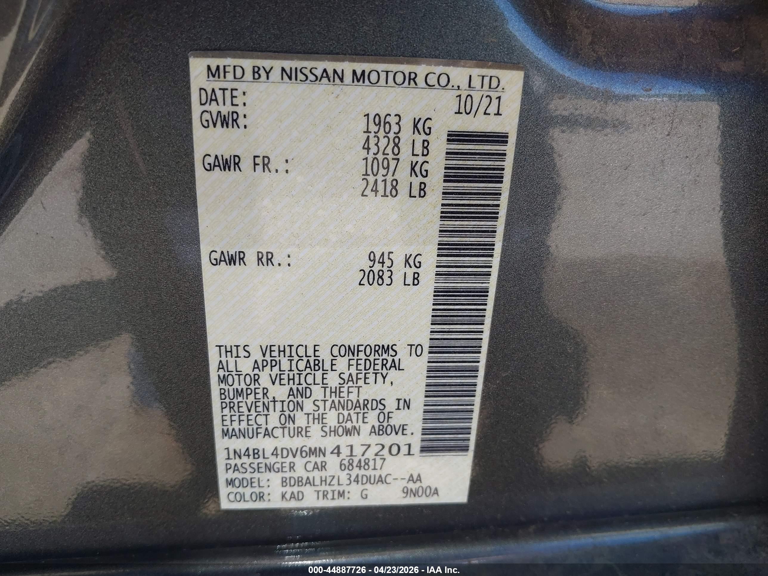 NISSAN ALTIMA image 9