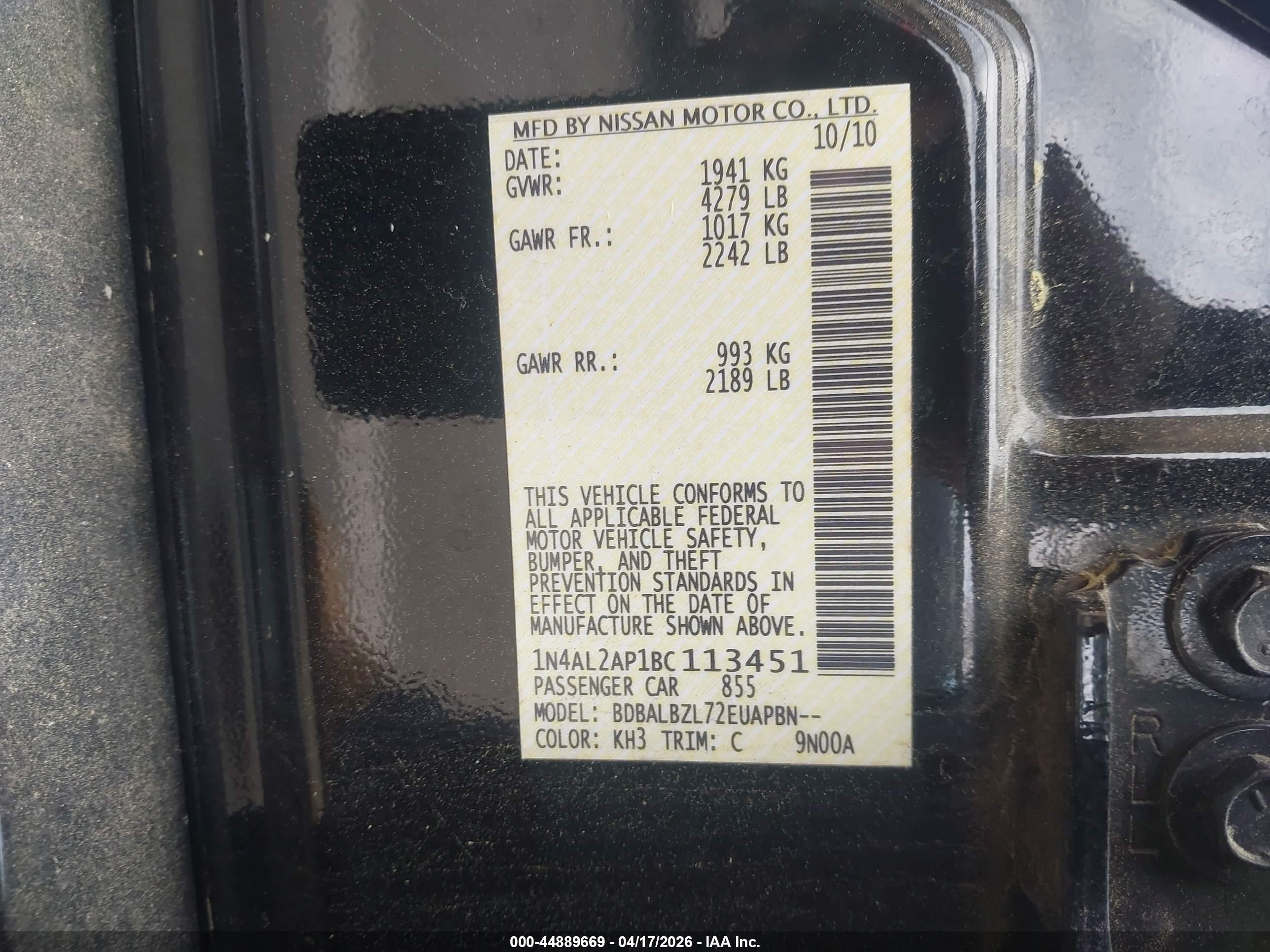 NISSAN ALTIMA image 9