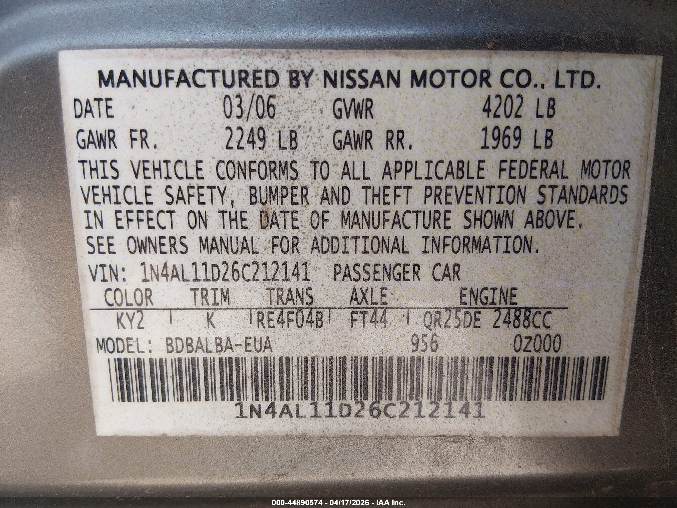 NISSAN ALTIMA image 9