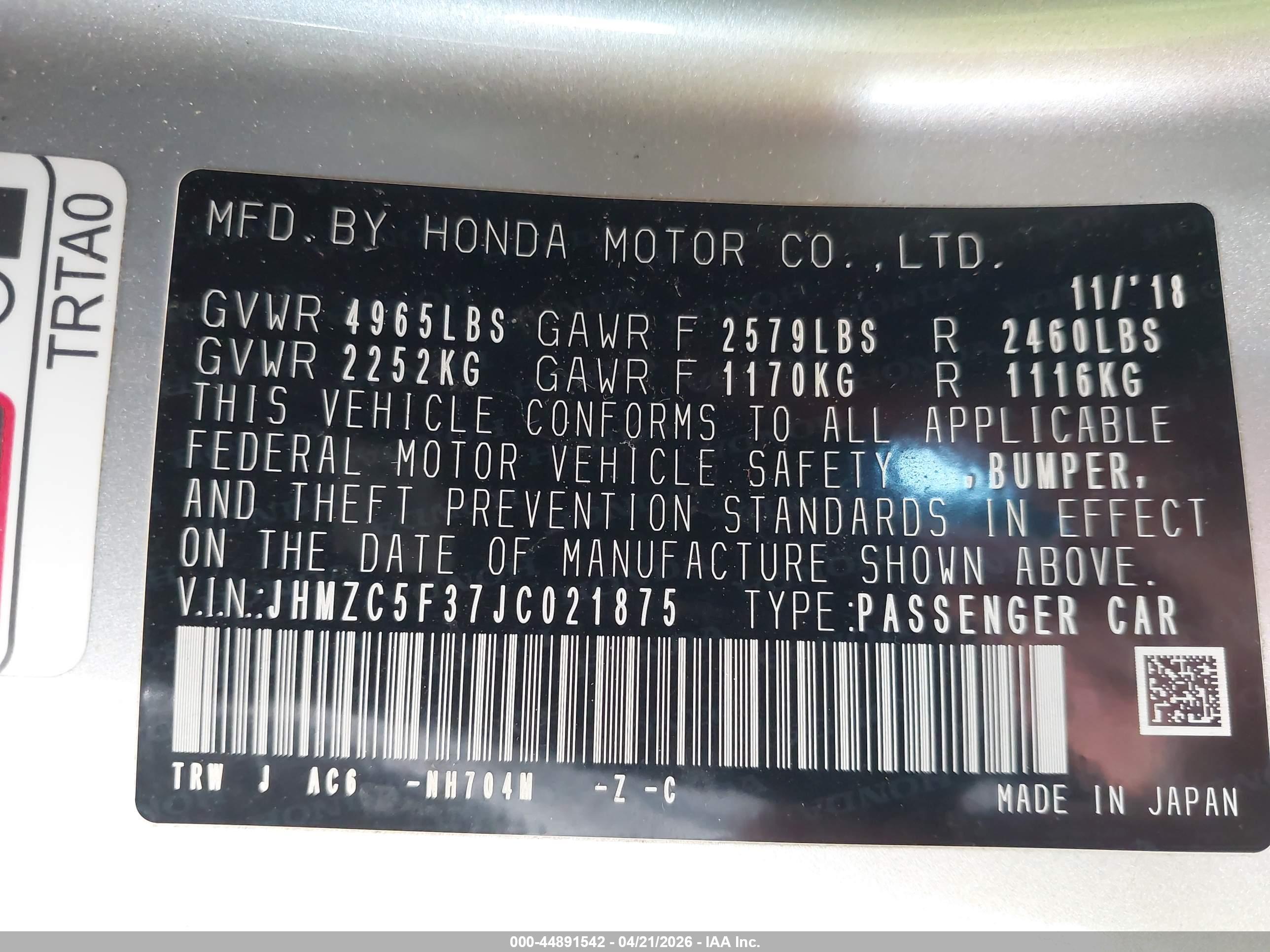 HONDA CLARITY image 9