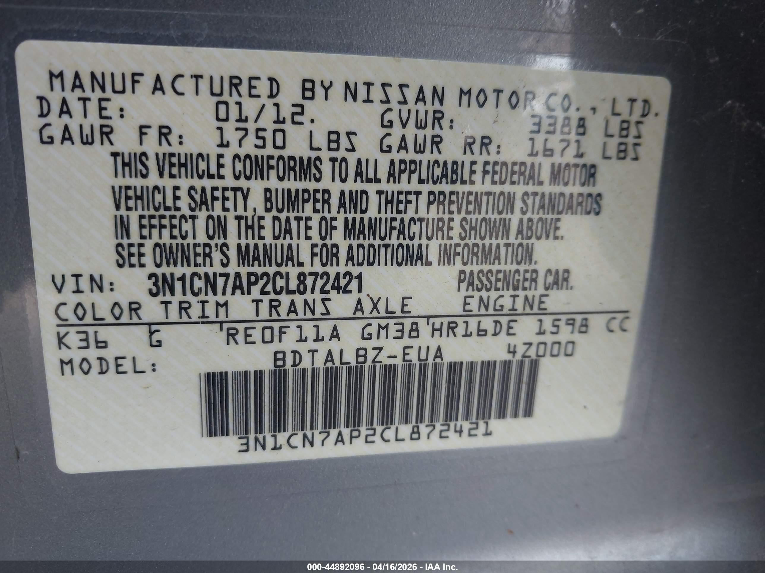 NISSAN VERSA image 9