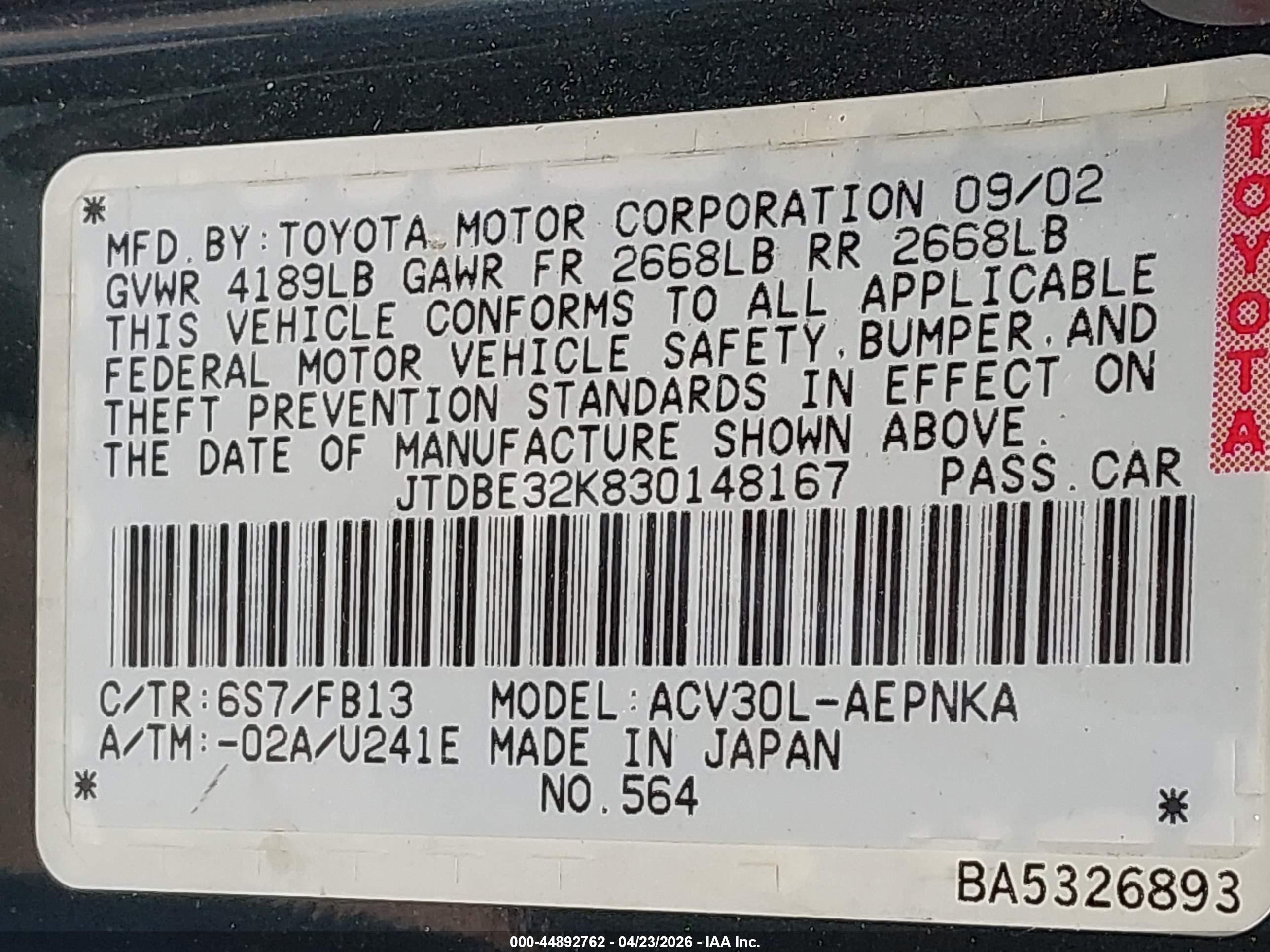 TOYOTA CAMRY image 9