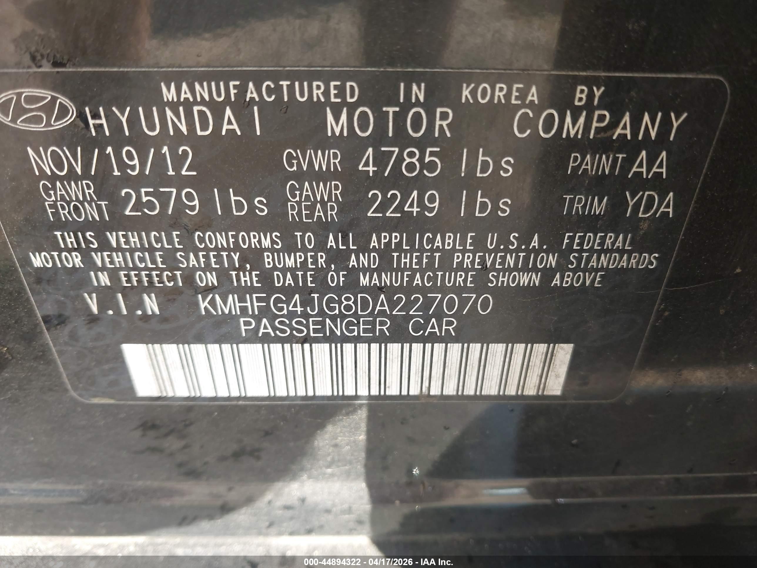 HYUNDAI AZERA image 9
