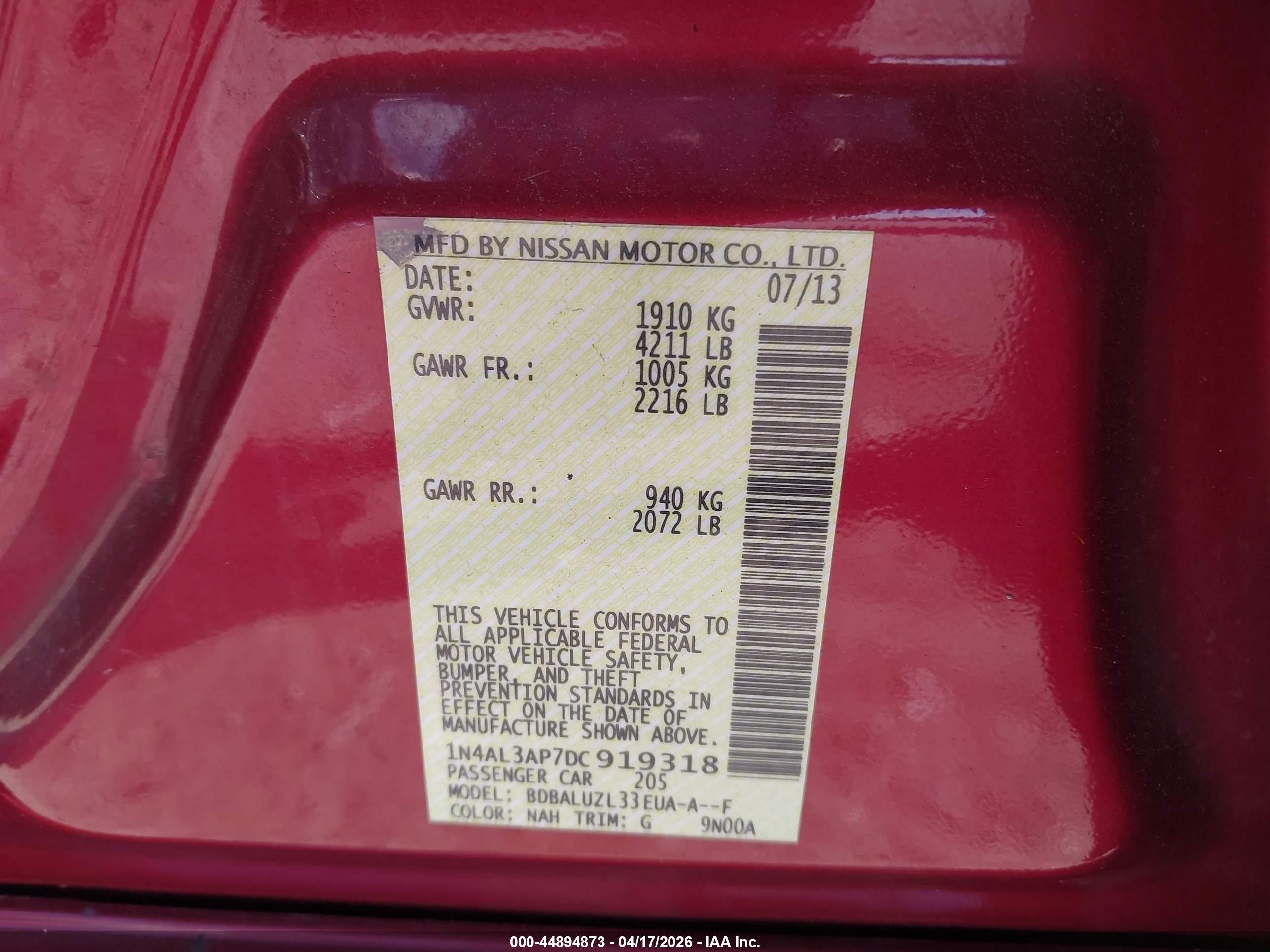 NISSAN ALTIMA image 9