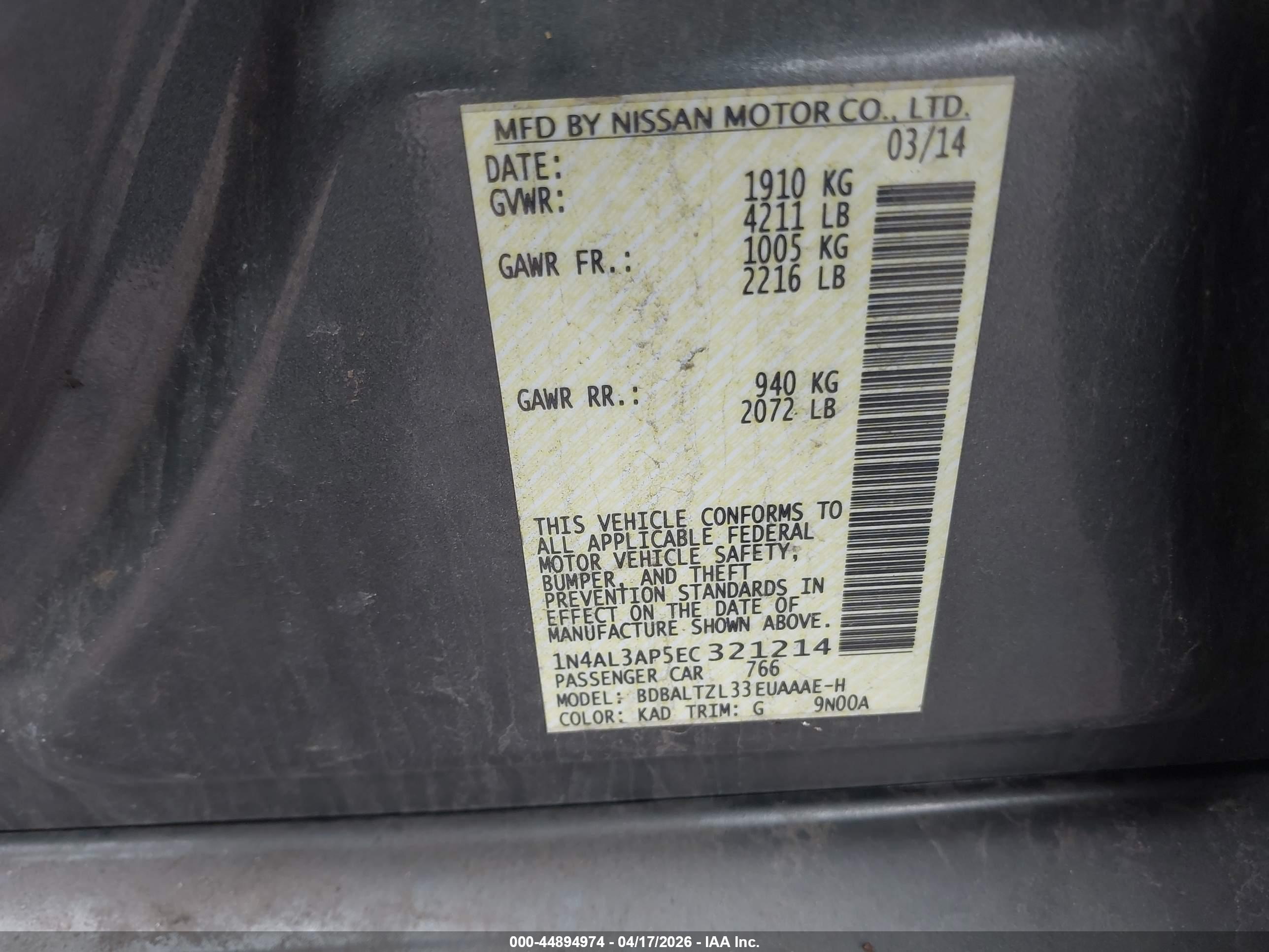 NISSAN ALTIMA image 9