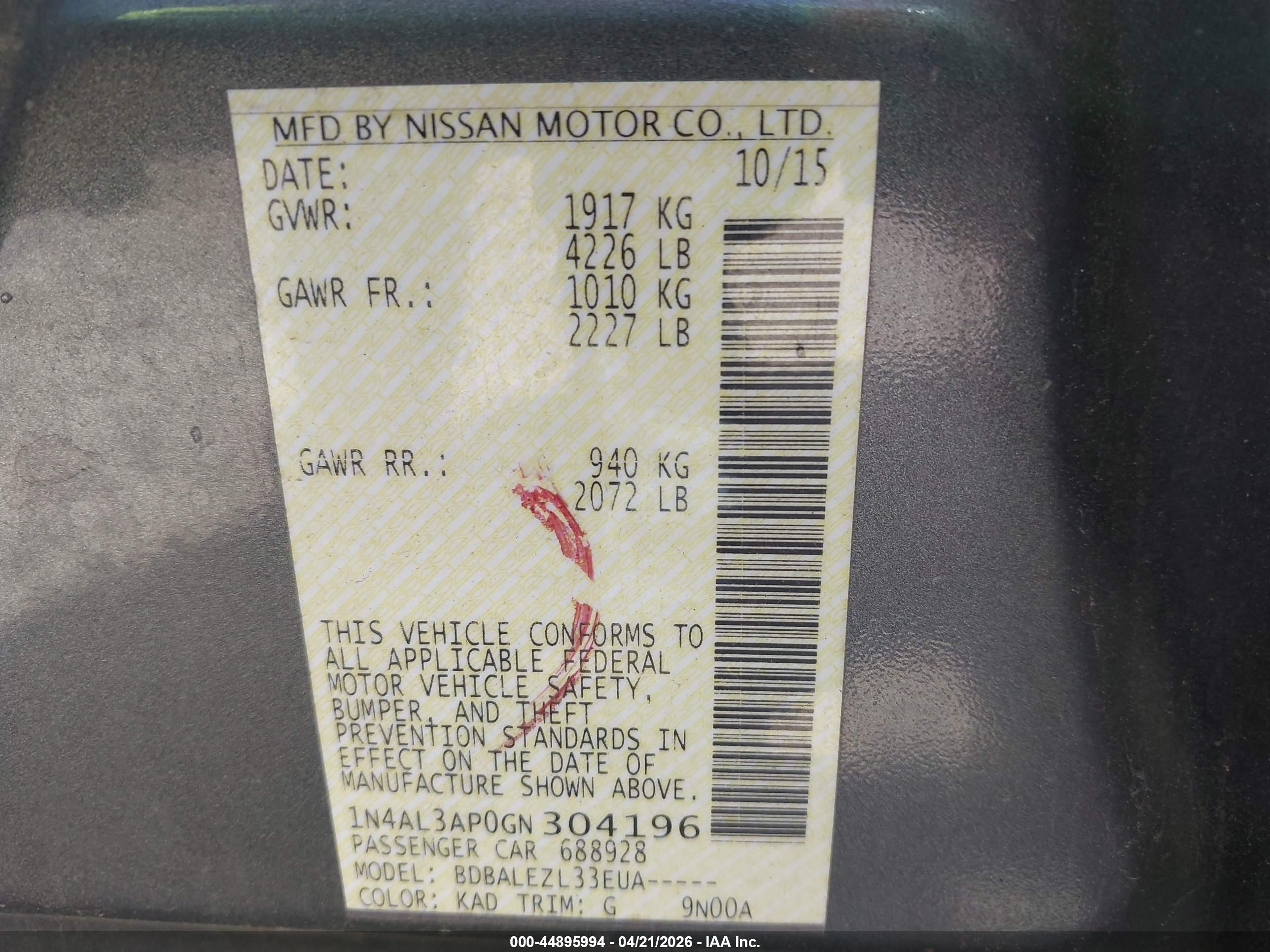 NISSAN ALTIMA image 9