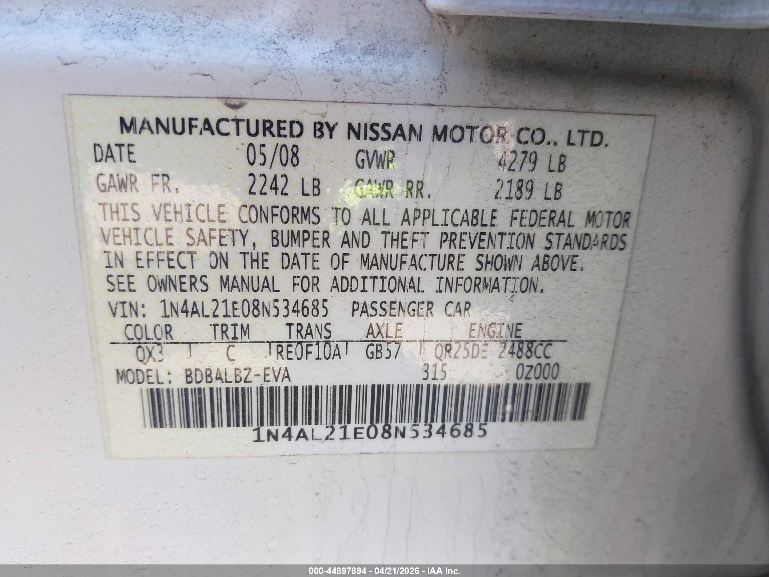 NISSAN ALTIMA image 9