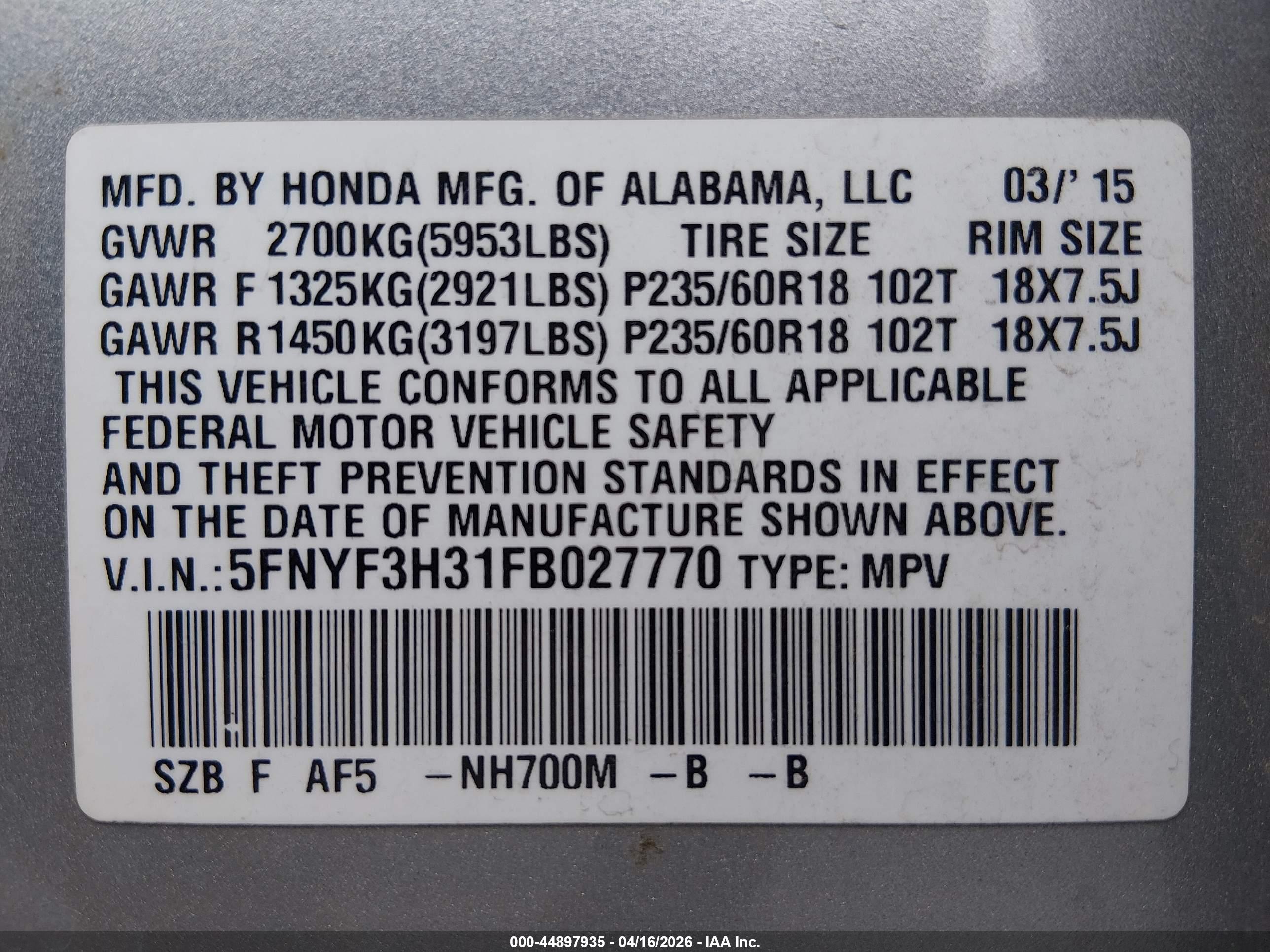 HONDA PILOT image 9