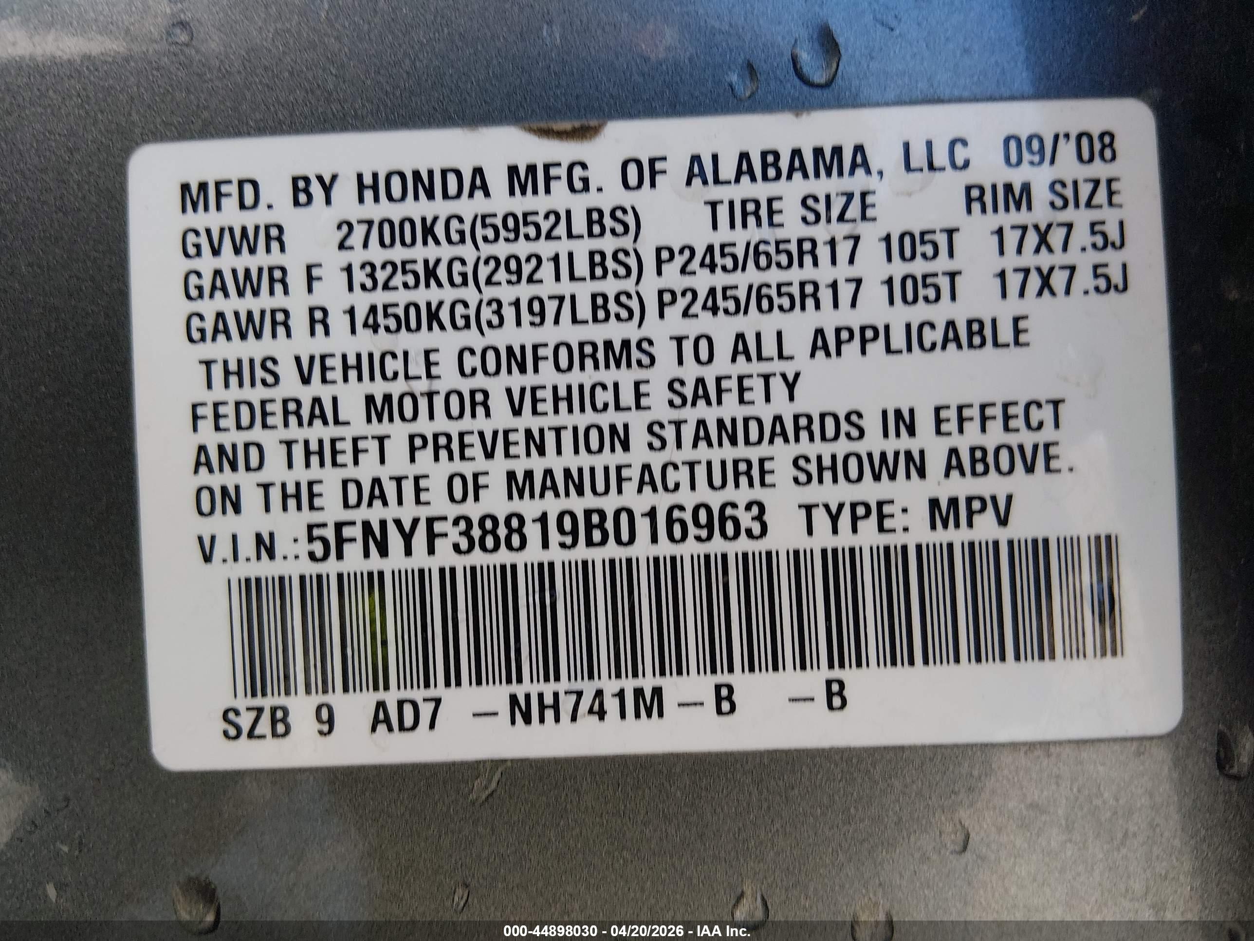 HONDA PILOT image 9