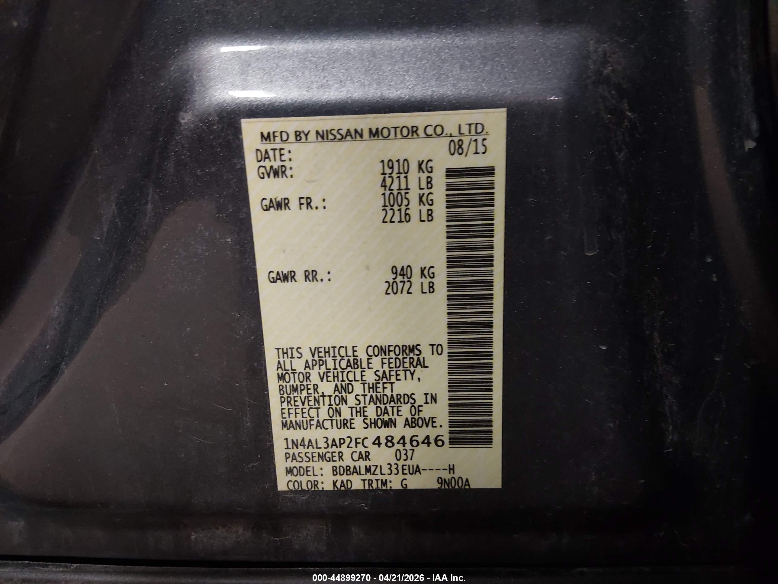 NISSAN ALTIMA image 9