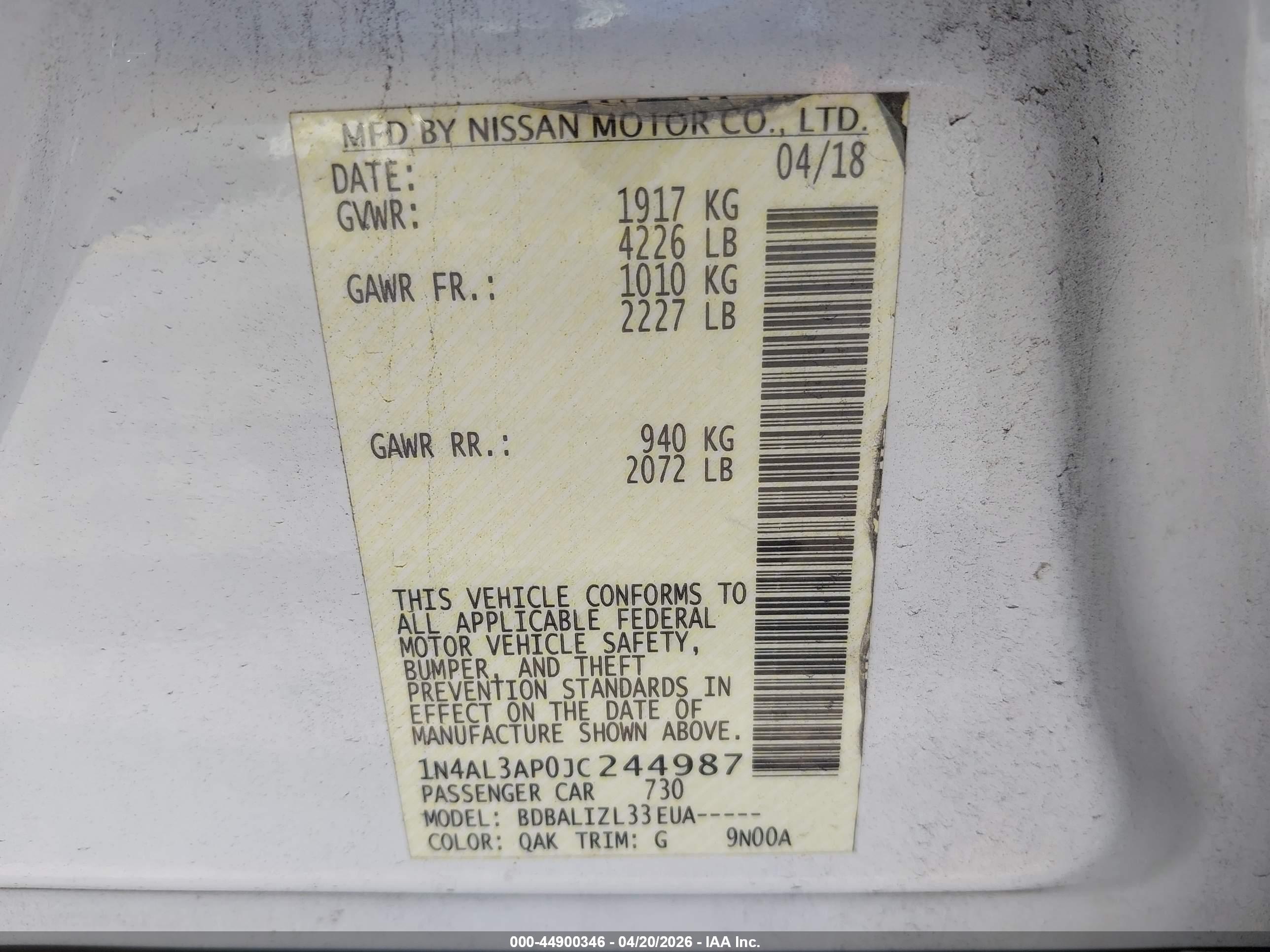 NISSAN ALTIMA image 9