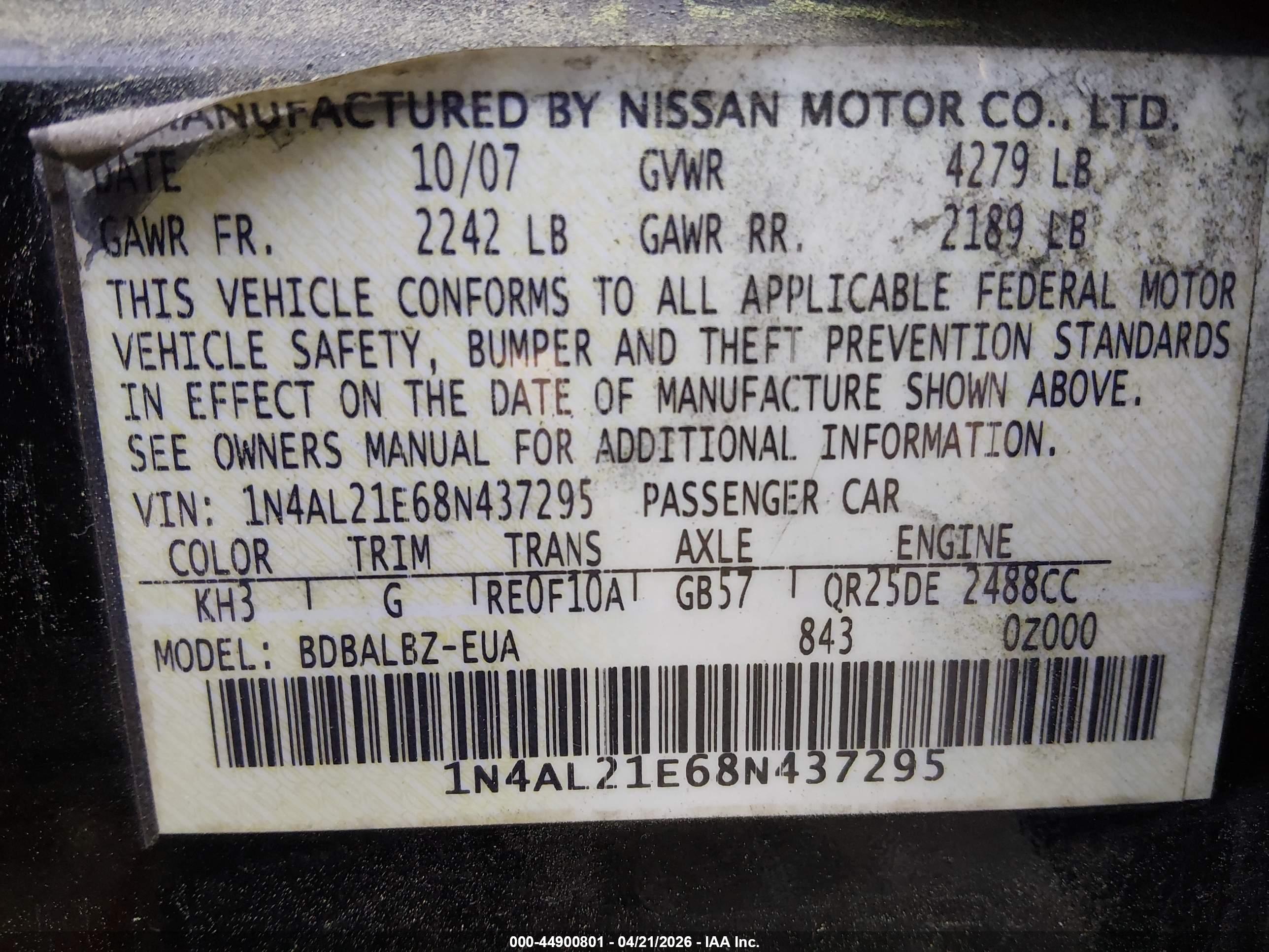 NISSAN ALTIMA image 9