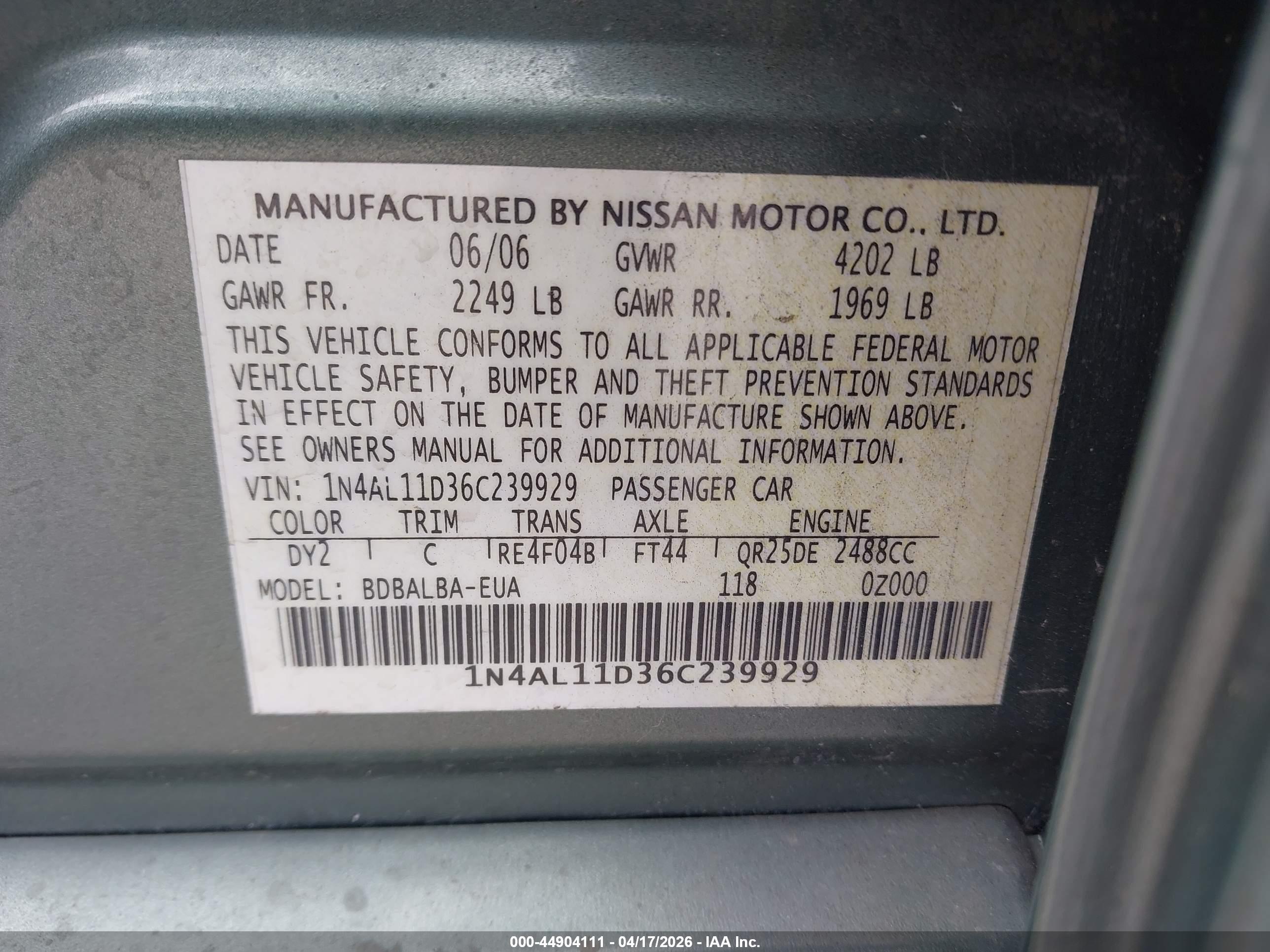 NISSAN ALTIMA image 9