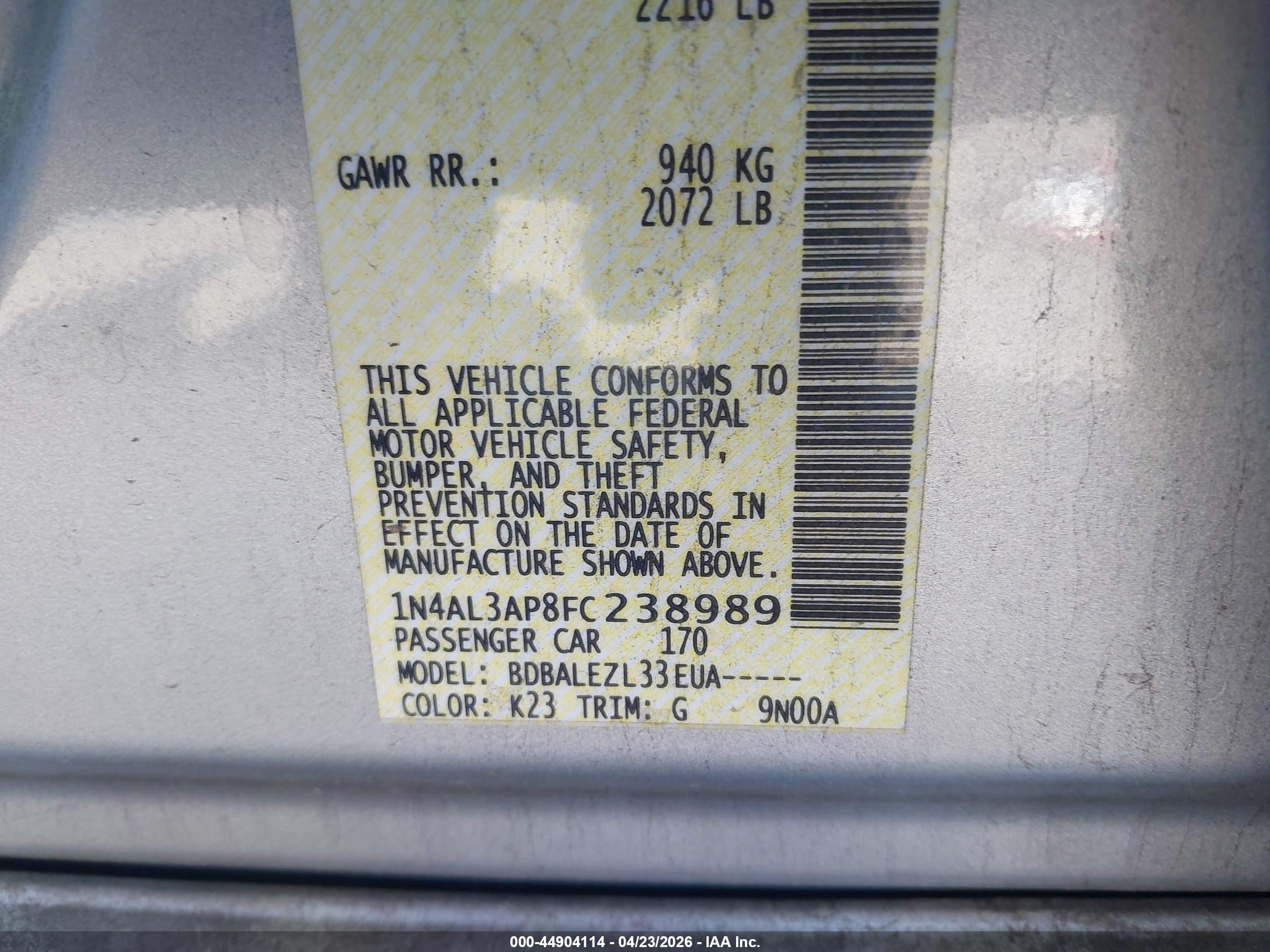 NISSAN ALTIMA image 9