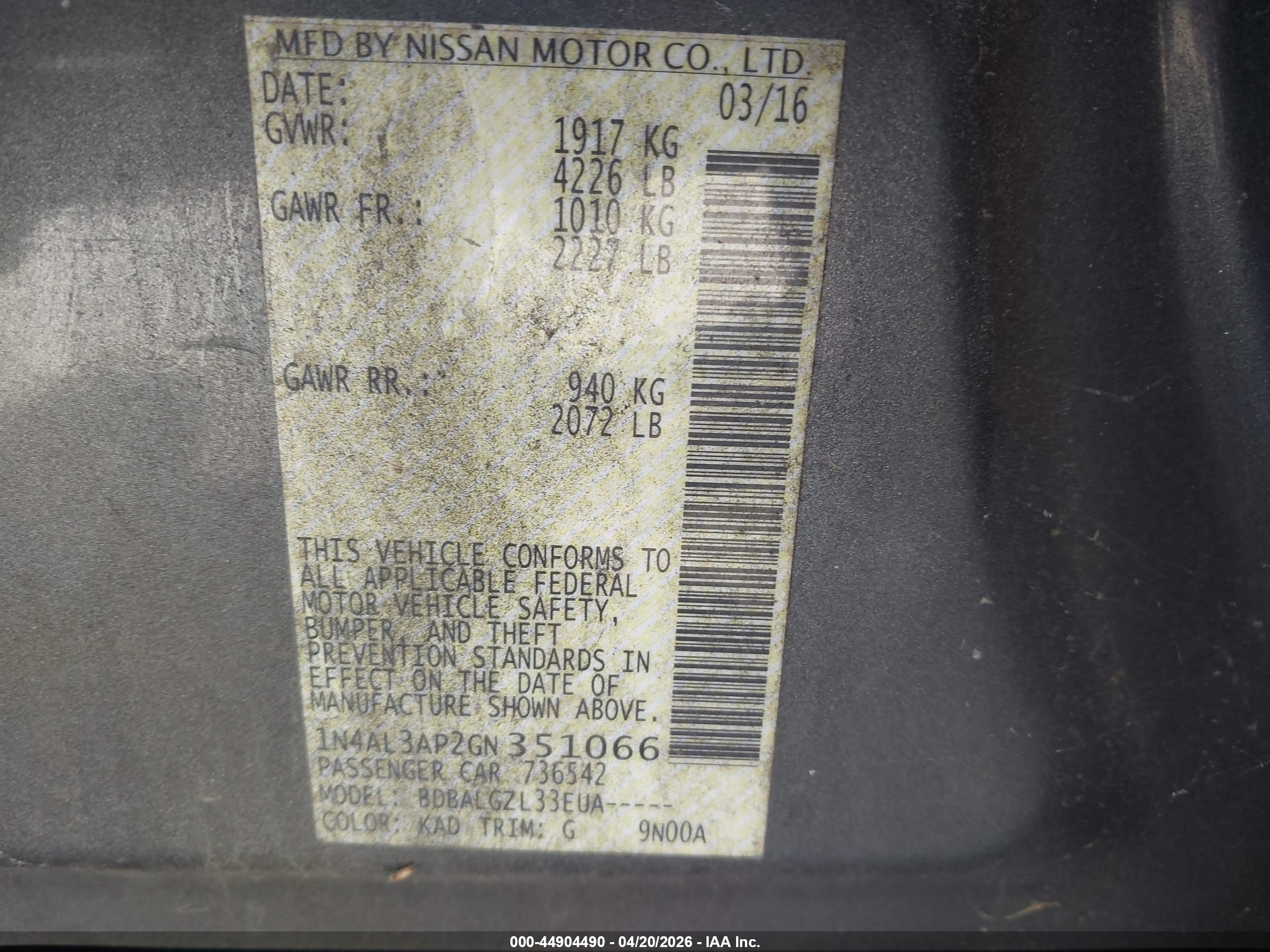 NISSAN ALTIMA image 9